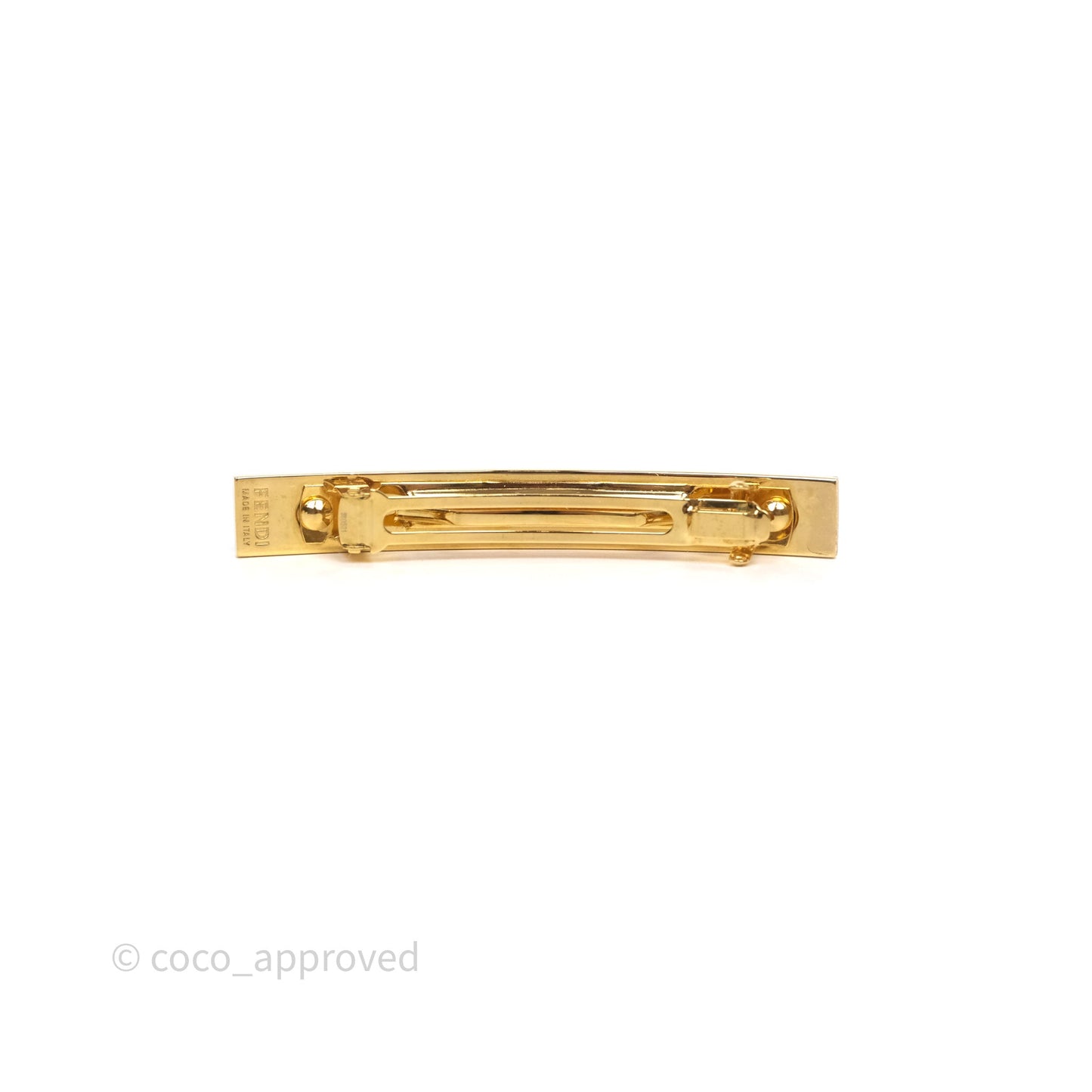 Fendi FF Hair Clip White Gold Tone