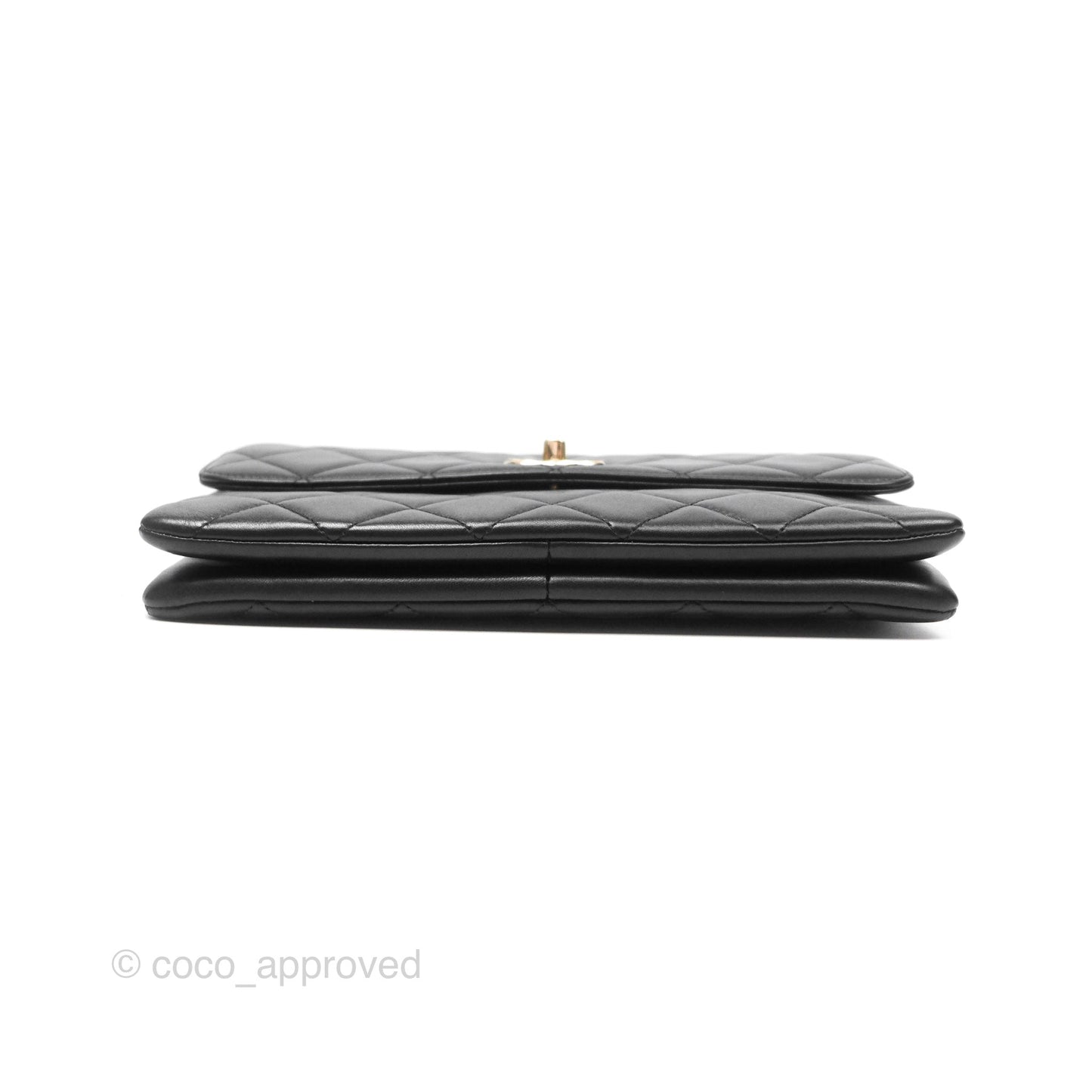 Chanel Trendy CC Flap Clutch Bag Black Lambskin Gold Hardware