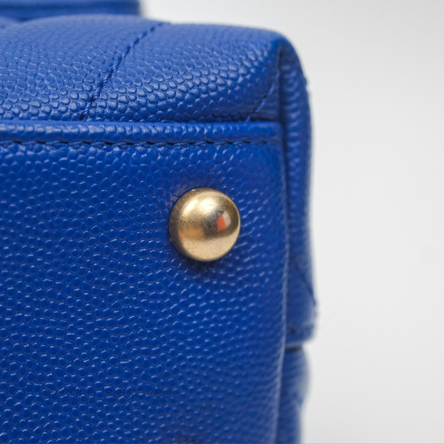 Chanel Small Coco Handle Chevron Blue Caviar Aged Gold Hardware