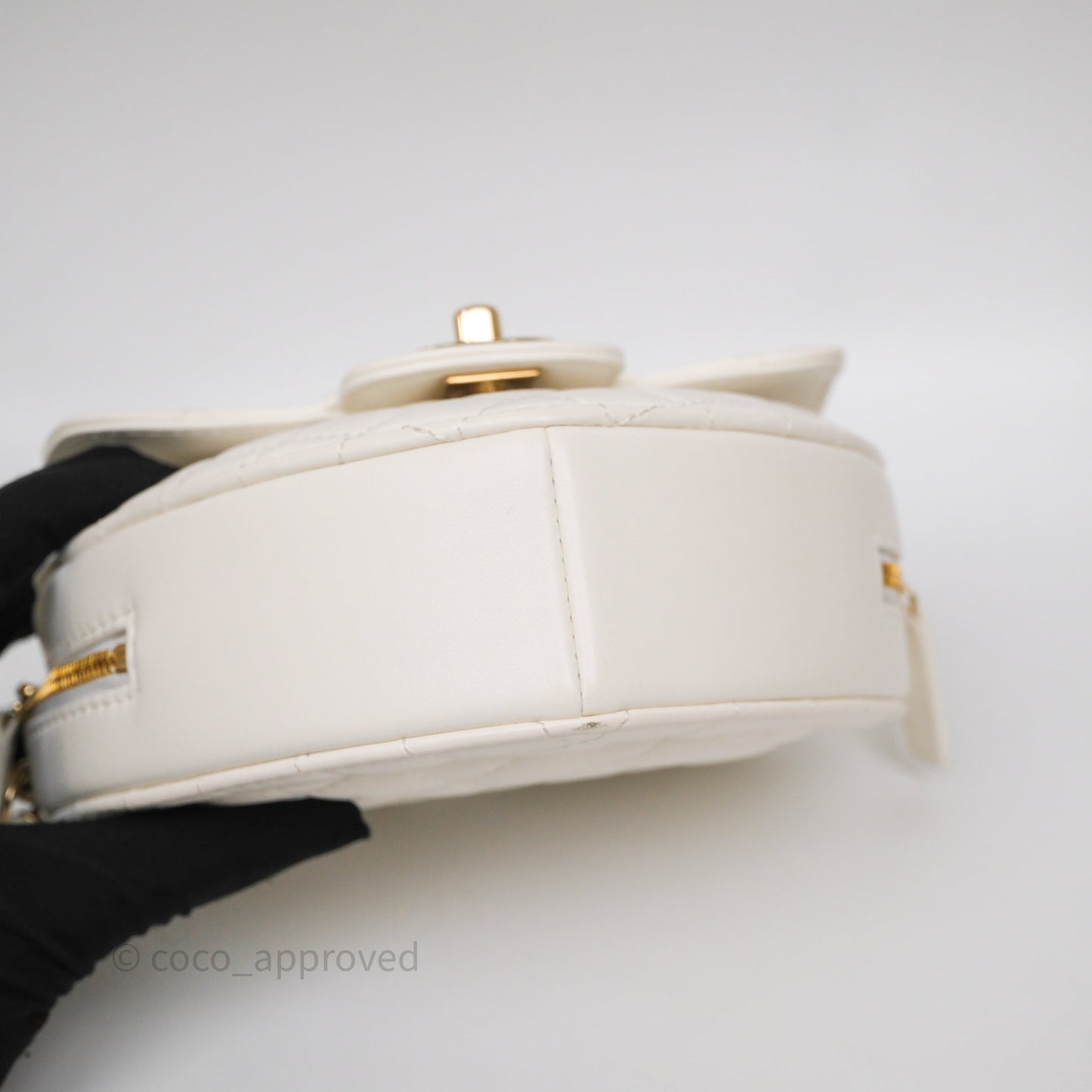 Chanel Large Heart Bag White Lambskin Gold Hardware