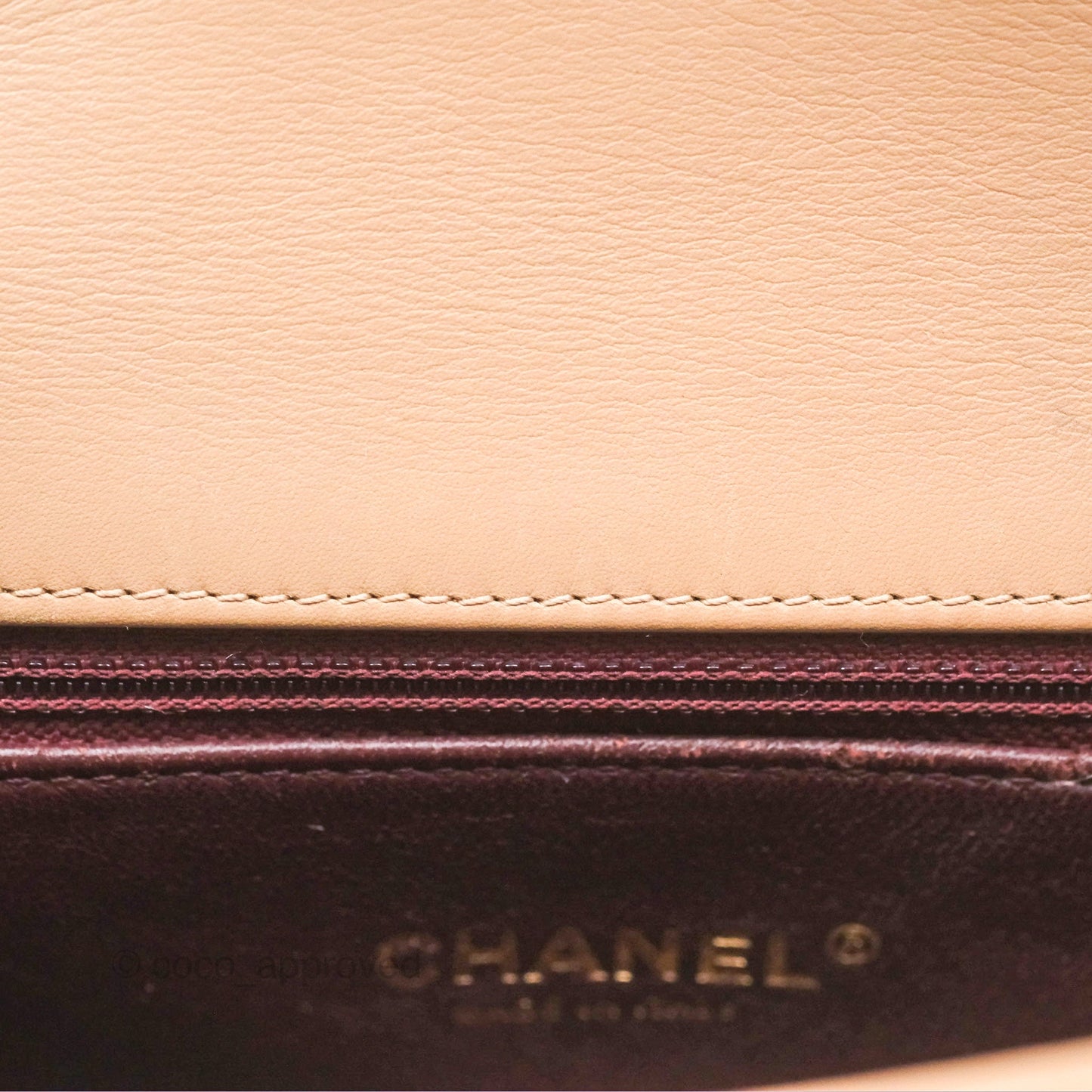 Chanel Small CC Filigree Flap Quilted Beige Black Caviar
