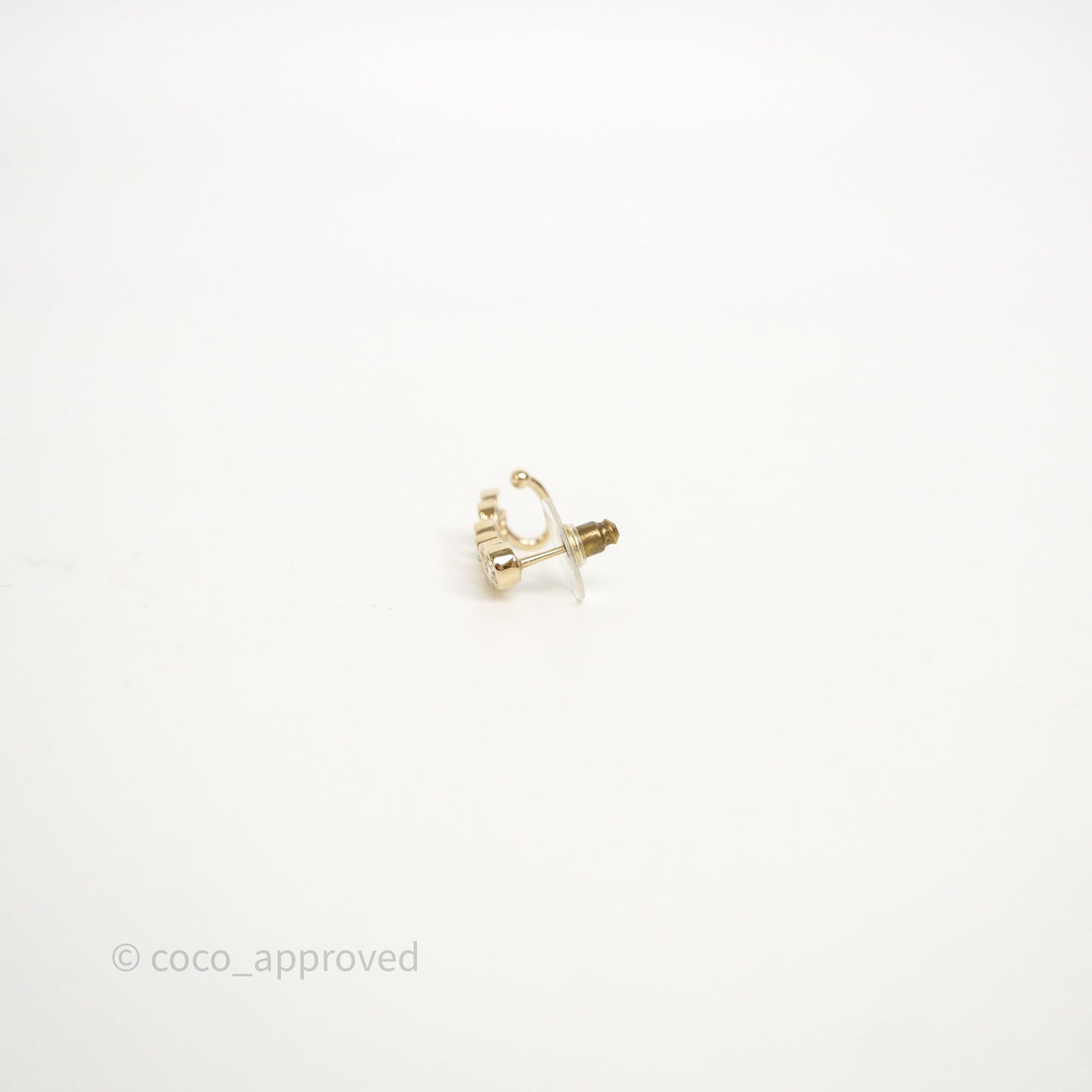 Chanel CC Coco Crystal Earrings Ear Cuff Gold Tone 22P