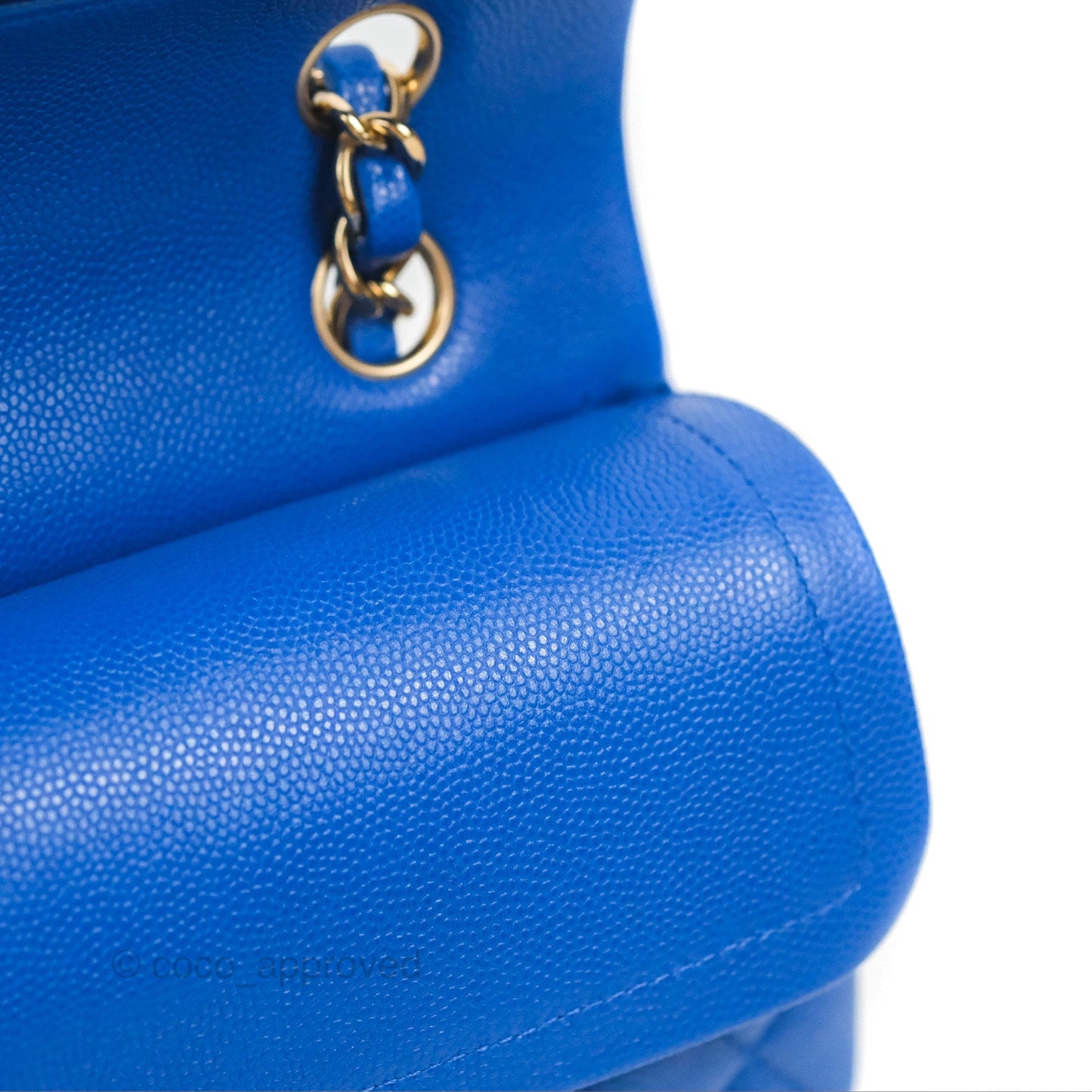Chanel Small Classic Quilted Flap Blue Caviar Gold Hardware