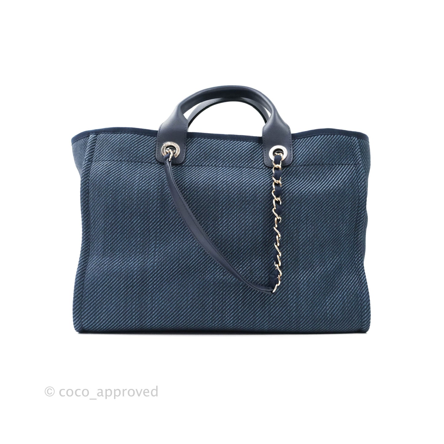 Chanel Canvas Large Deauville Tote Navy Blue