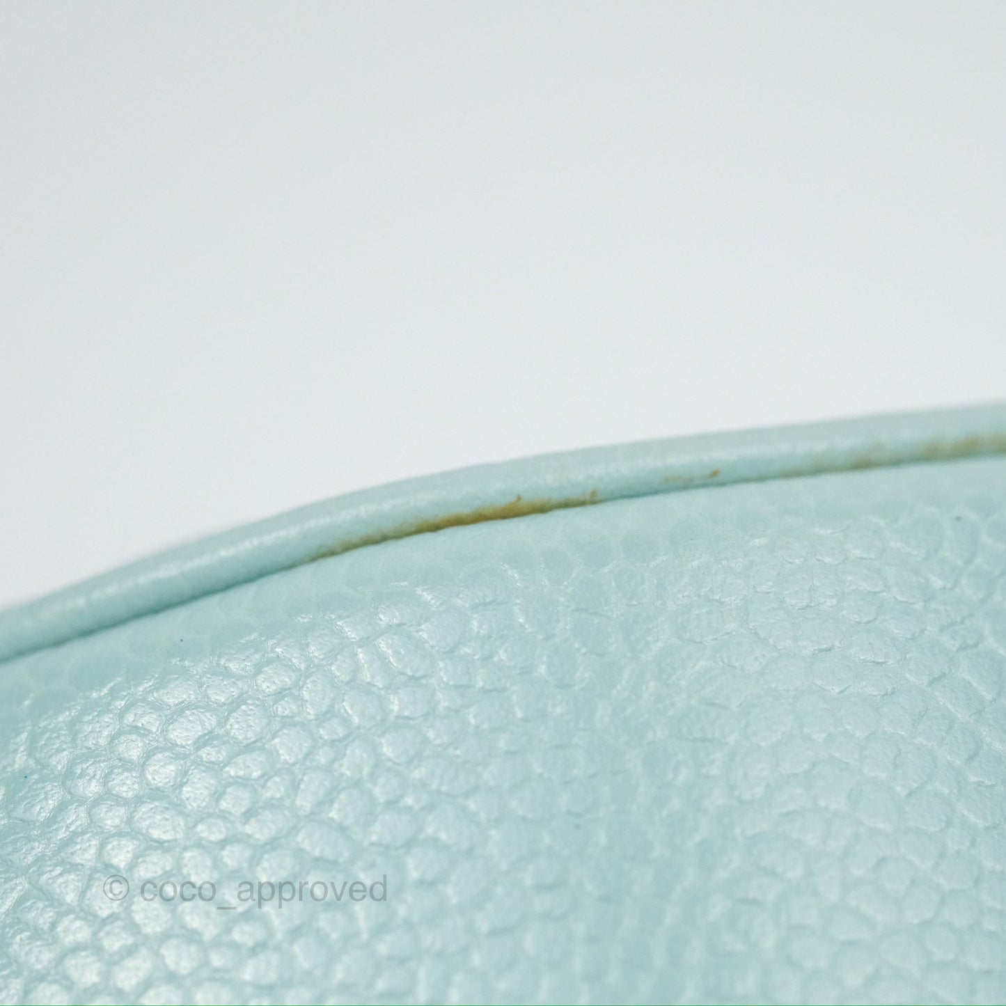 Chanel Camellia Embossed Round Clutch With Chain Light Tiffany Blue Caviar