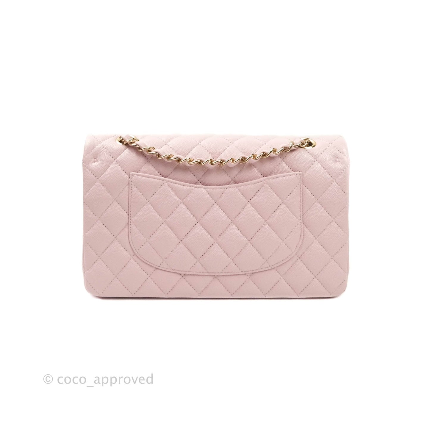 Chanel M/L Medium Double Flap Bag Lilac Rose Clair Caviar Gold Hardware 21S