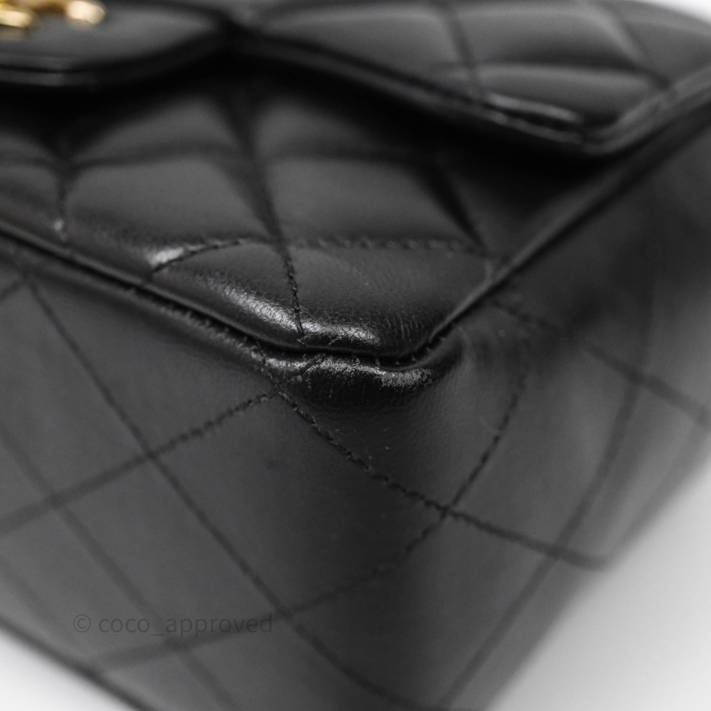 Chanel Mini Square Quilted Black Lambskin Gold Hardware