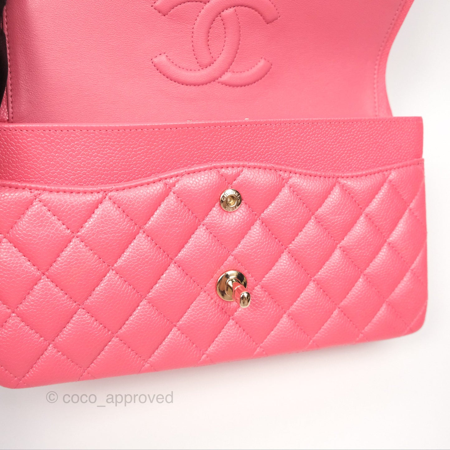 Chanel Medium Classic Flap Quilted Iridescent Pink Caviar Gold Hardware 18S