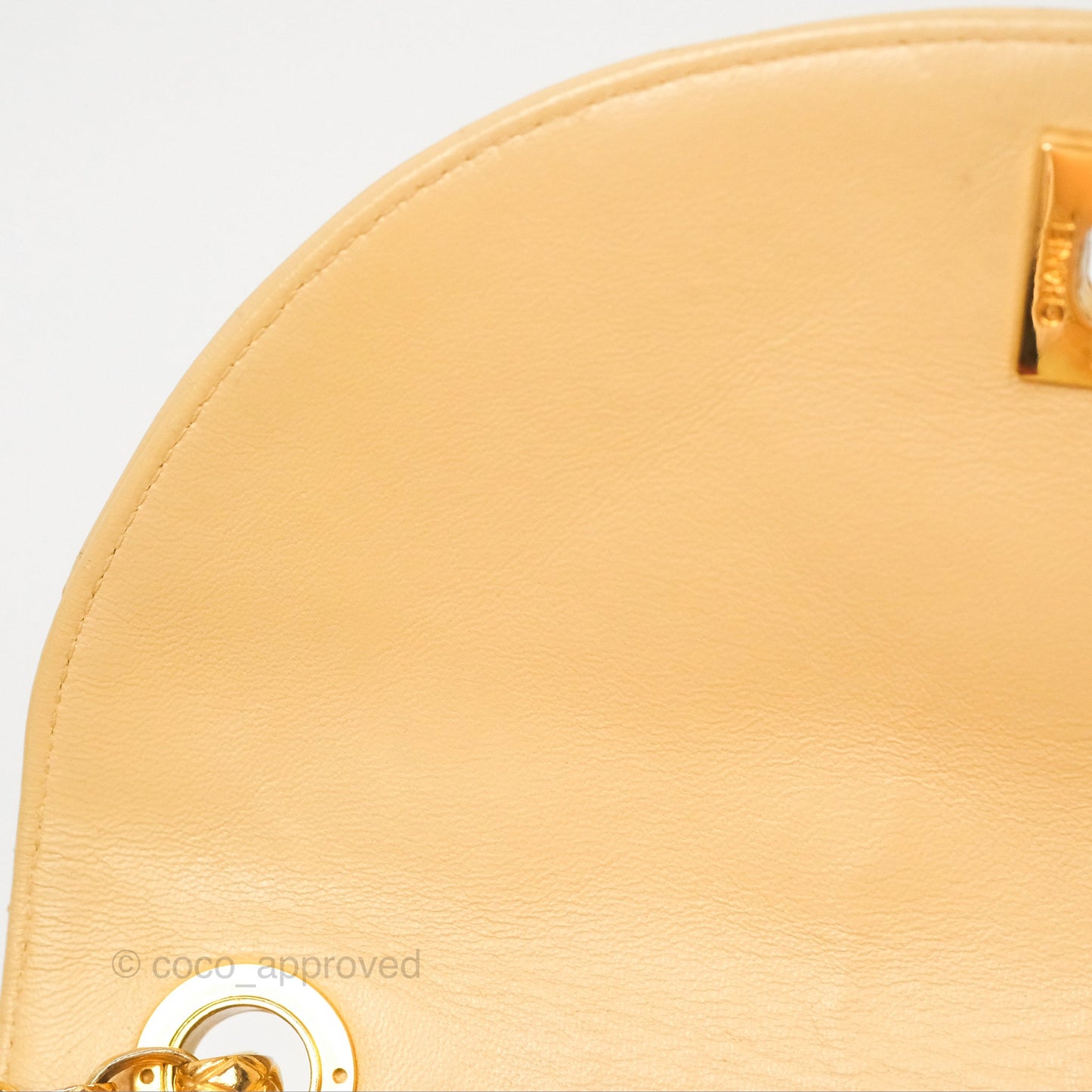 Chanel Vintage Round Flap Bag Quilted Beige Lambskin Gold Hardware
