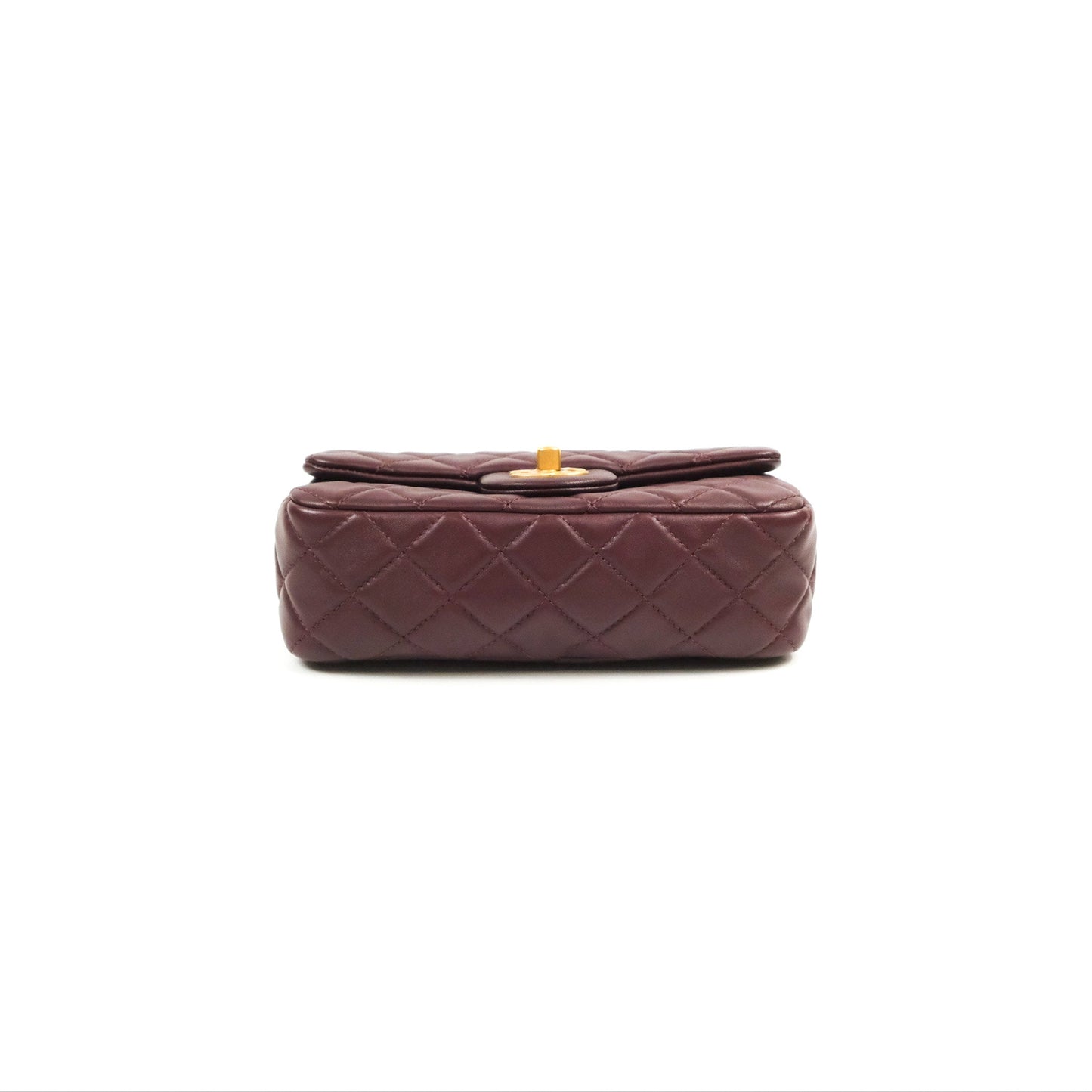 Chanel Mini Rectangular Pearl Crush Burgundy Lambskin Aged Gold Hardware