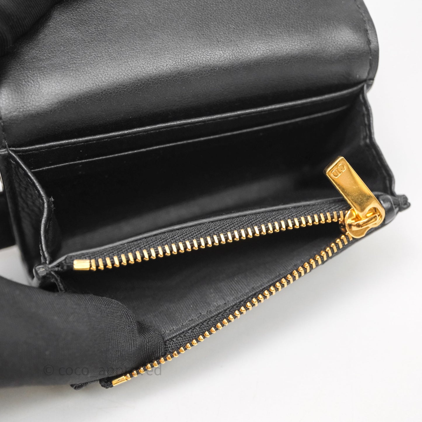 Dior Caro Glycine Wallet Black Supple Cannage Calfskin Gold Hardware