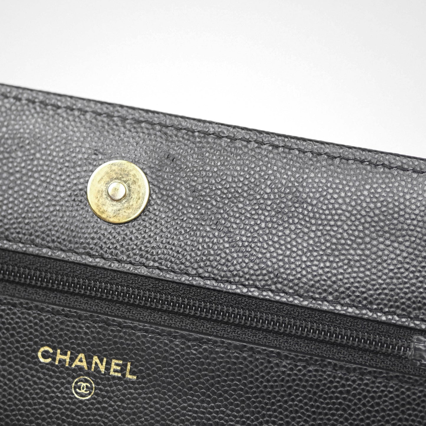 Chanel Quilted WOC with Charms Black Caviar Gold Hardware