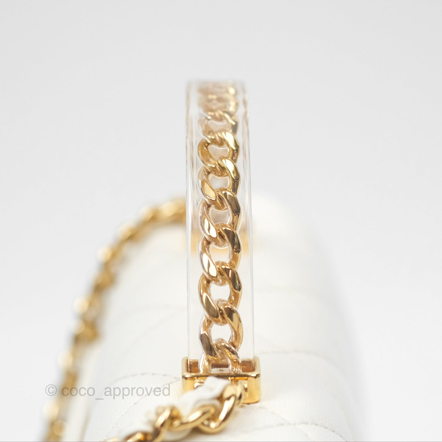 Chanel Top Handle Mini Flap Ivory White Lambskin Gold Hardware