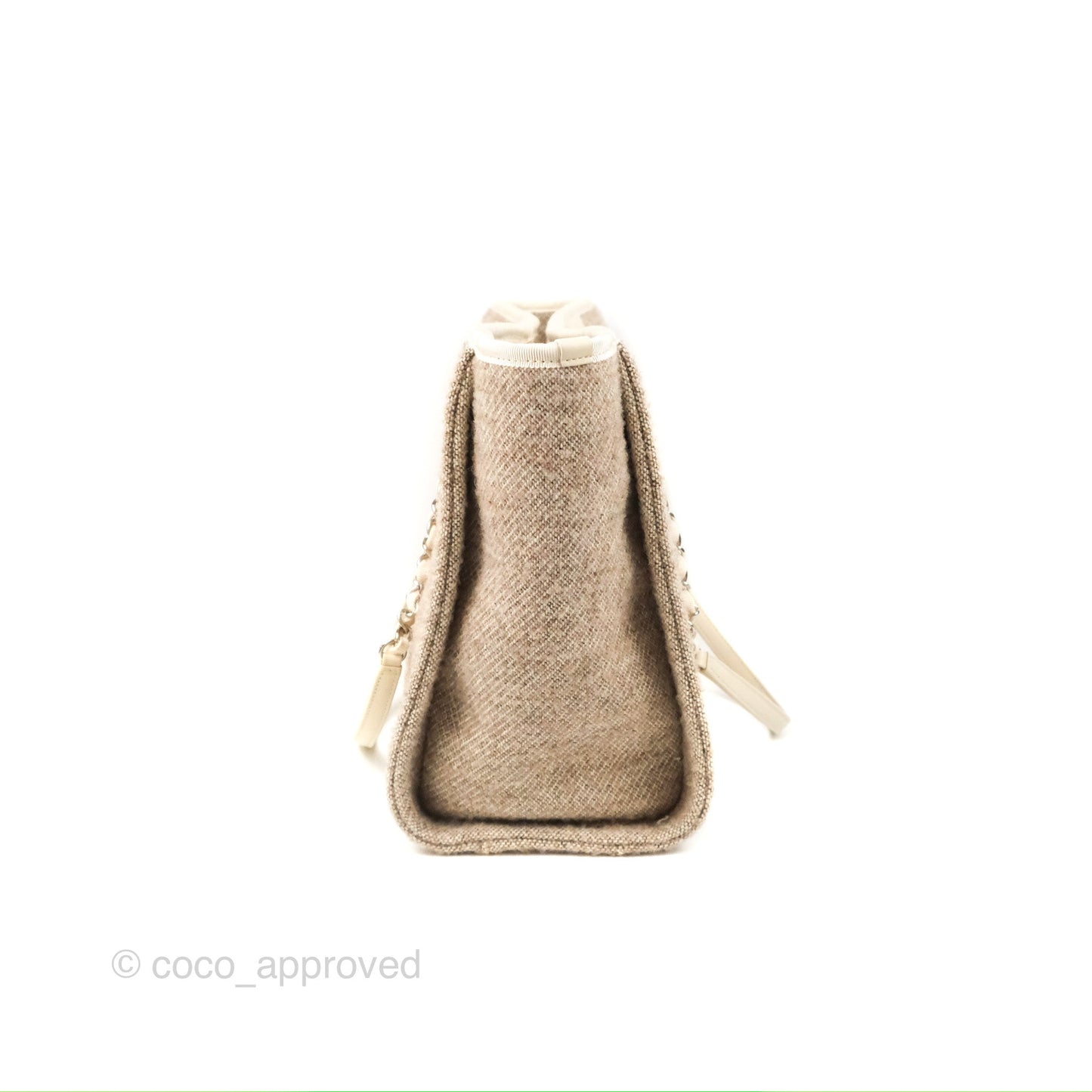 Chanel Medium Deauville Tote Taupe Mixed Fibres Silver Hardware