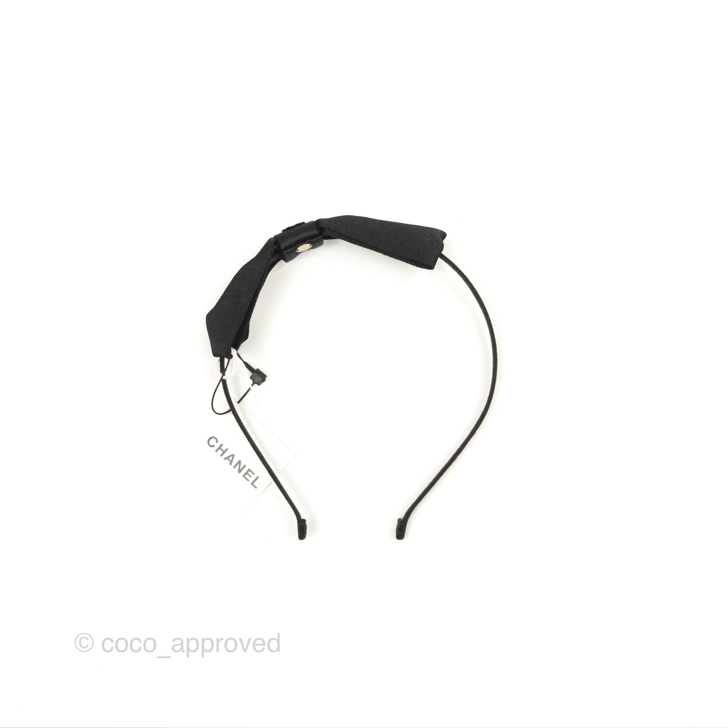Chanel CC Silk Ribbon Bow Hair Band Black 23P