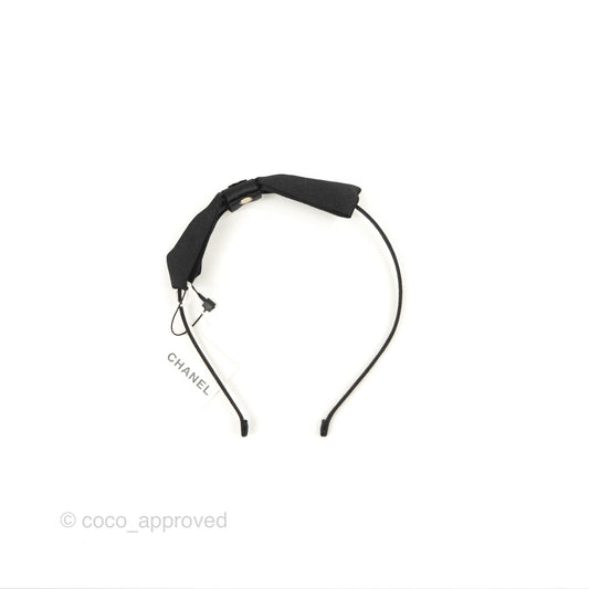 Chanel CC Silk Ribbon Bow Hair Band Black 23P