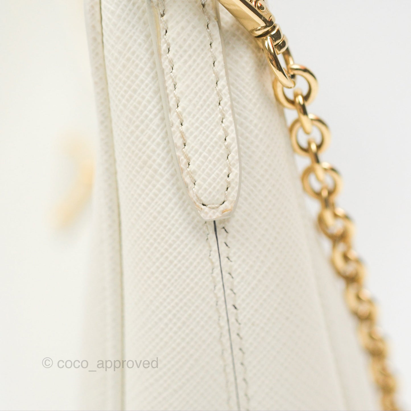Prada Re-Edition 2005 Ivory White Saffiano Leather Bag Gold Hardware