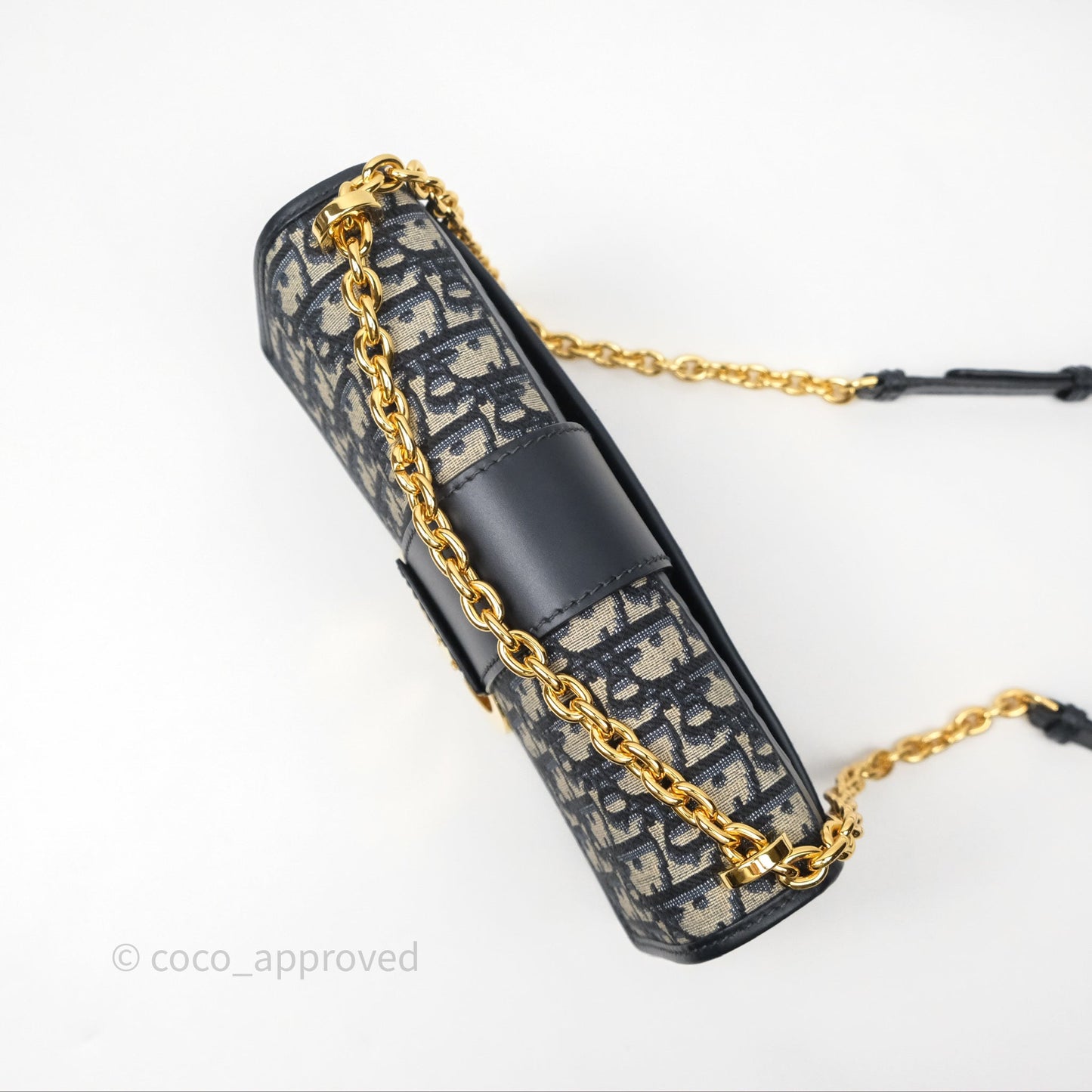 Christian Dior 30 Montaigne Chain Bag Blue Dior Oblique Jacquard