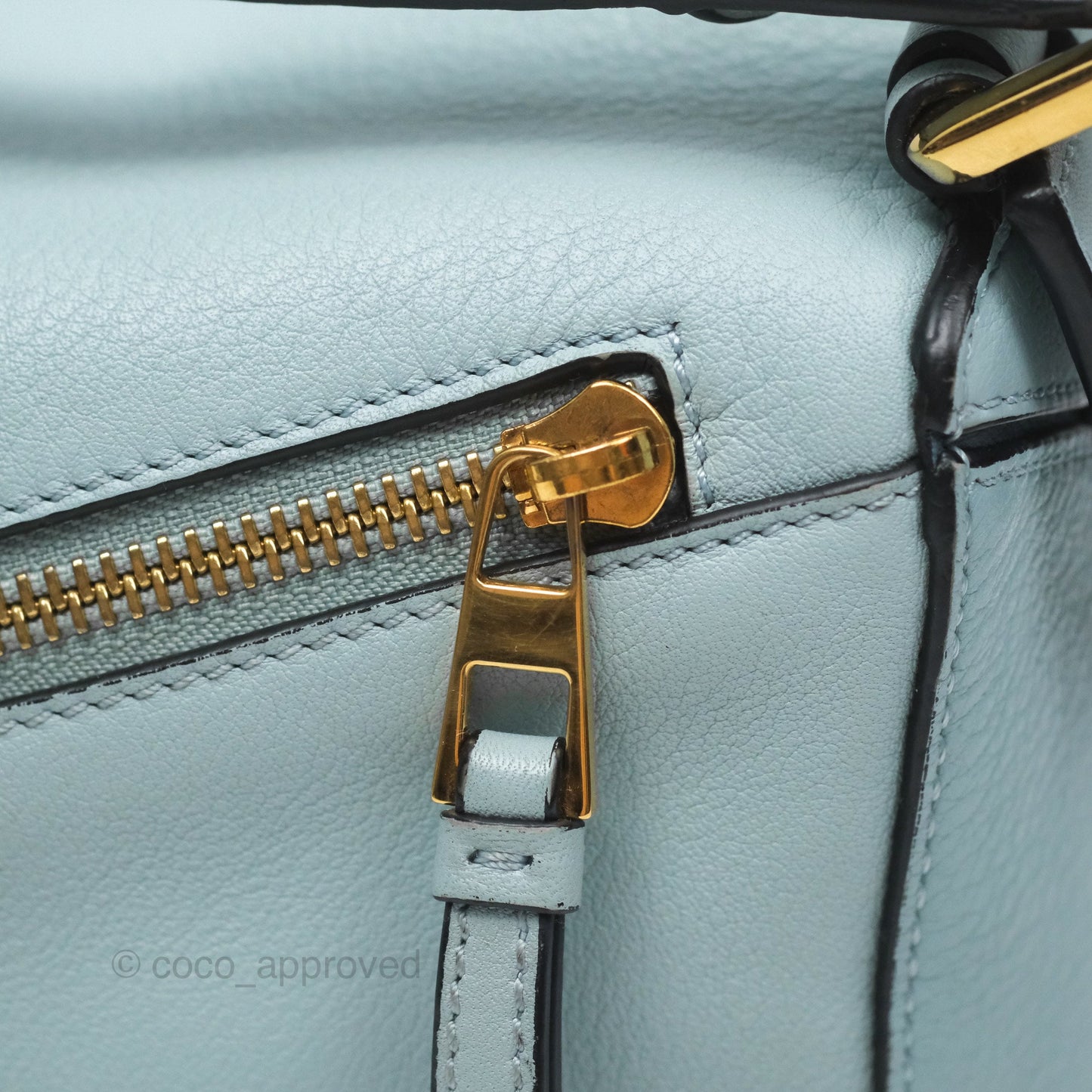 Loewe Small Puzzle Bag Blue Grained Calfskin Gold Hardware
