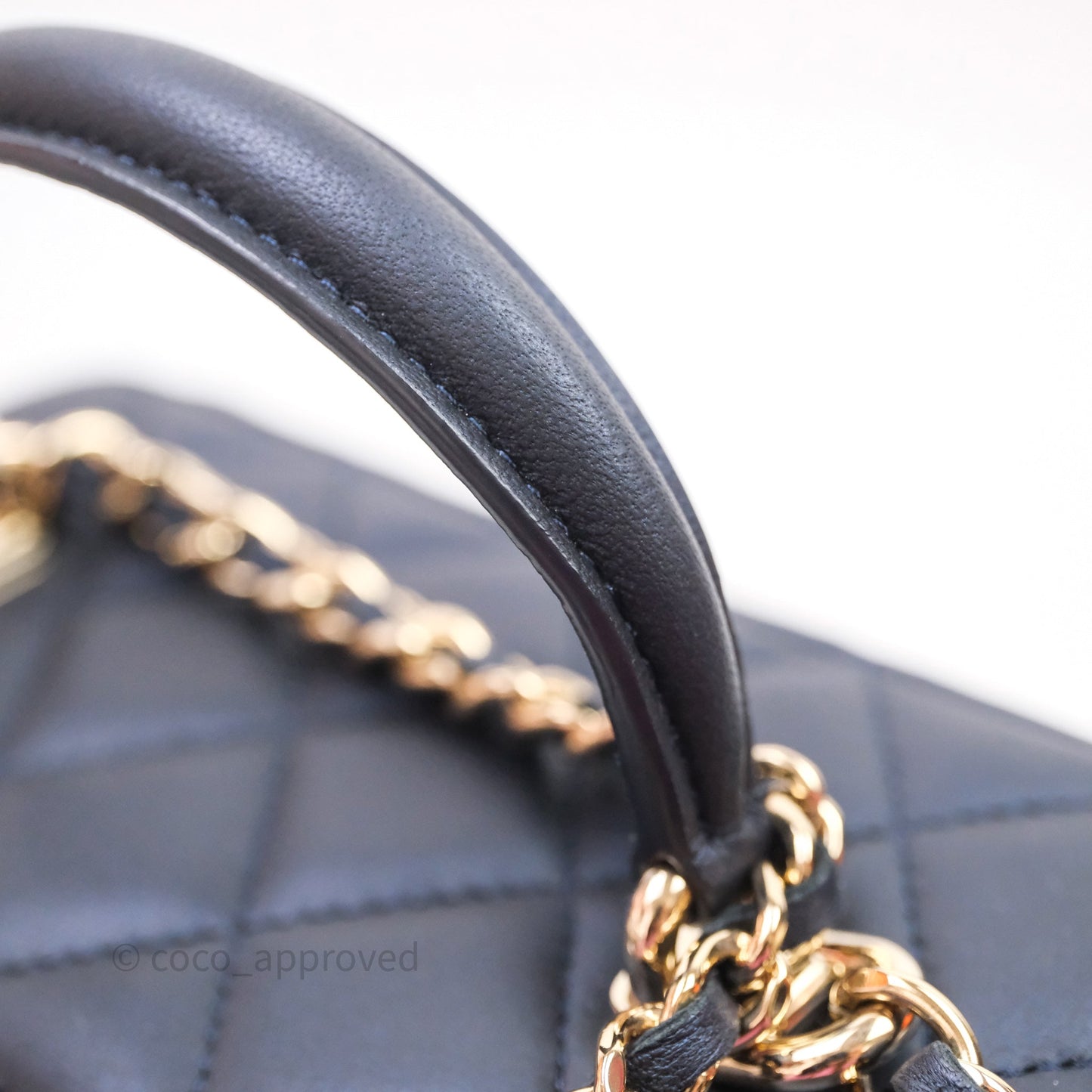 Chanel Top Handle Vanity Irdescent Navy Lambskin Gold Hardware