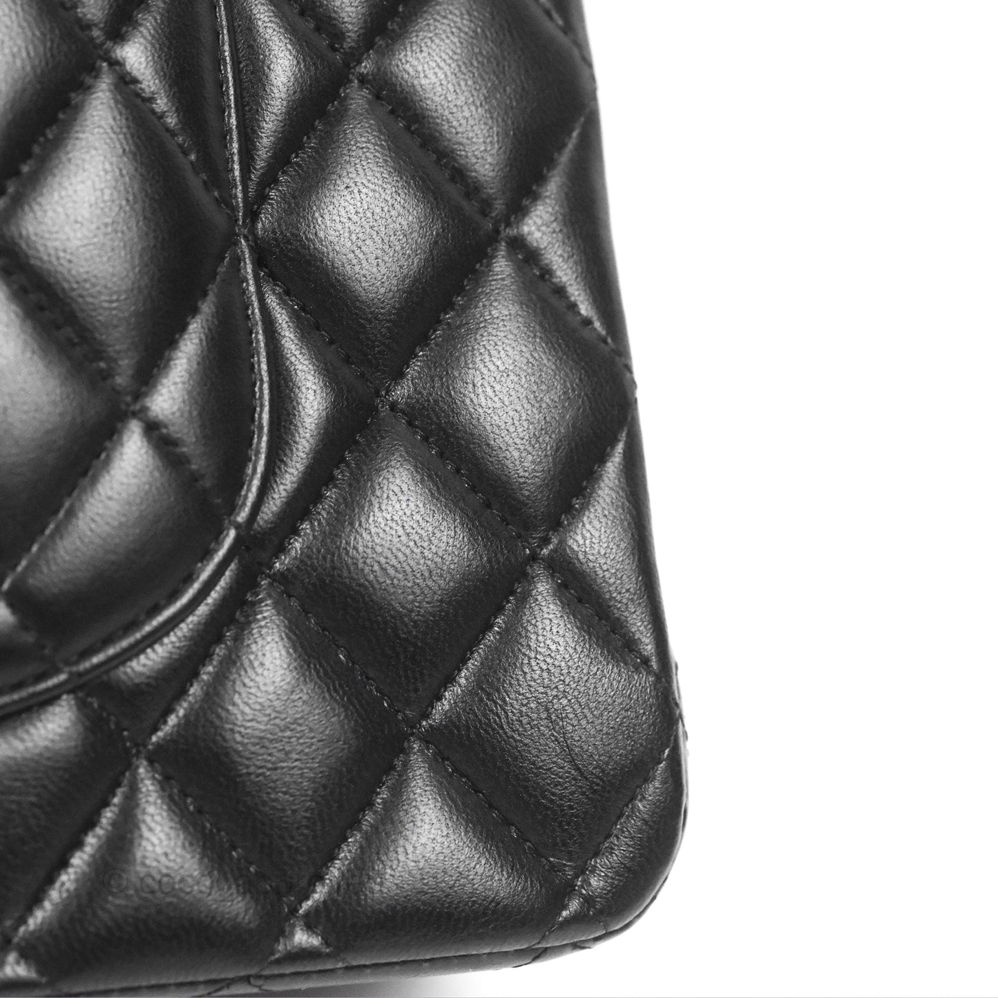Chanel Classic M/L Medium Flap Quilted Black Lambskin Silver Hardware