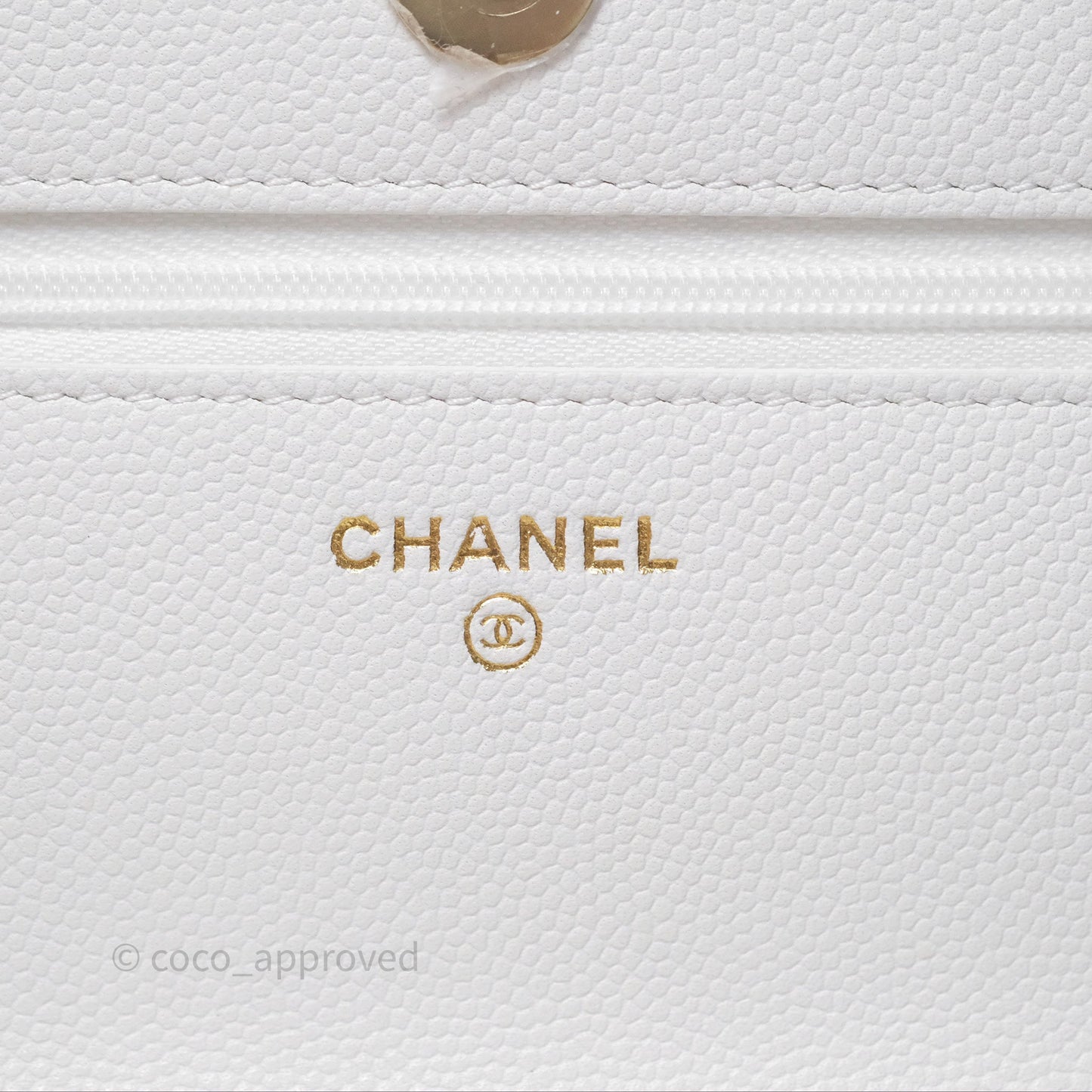 Chanel Crystal CC Wallet on Chain WOC White Caviar Gold Hardware