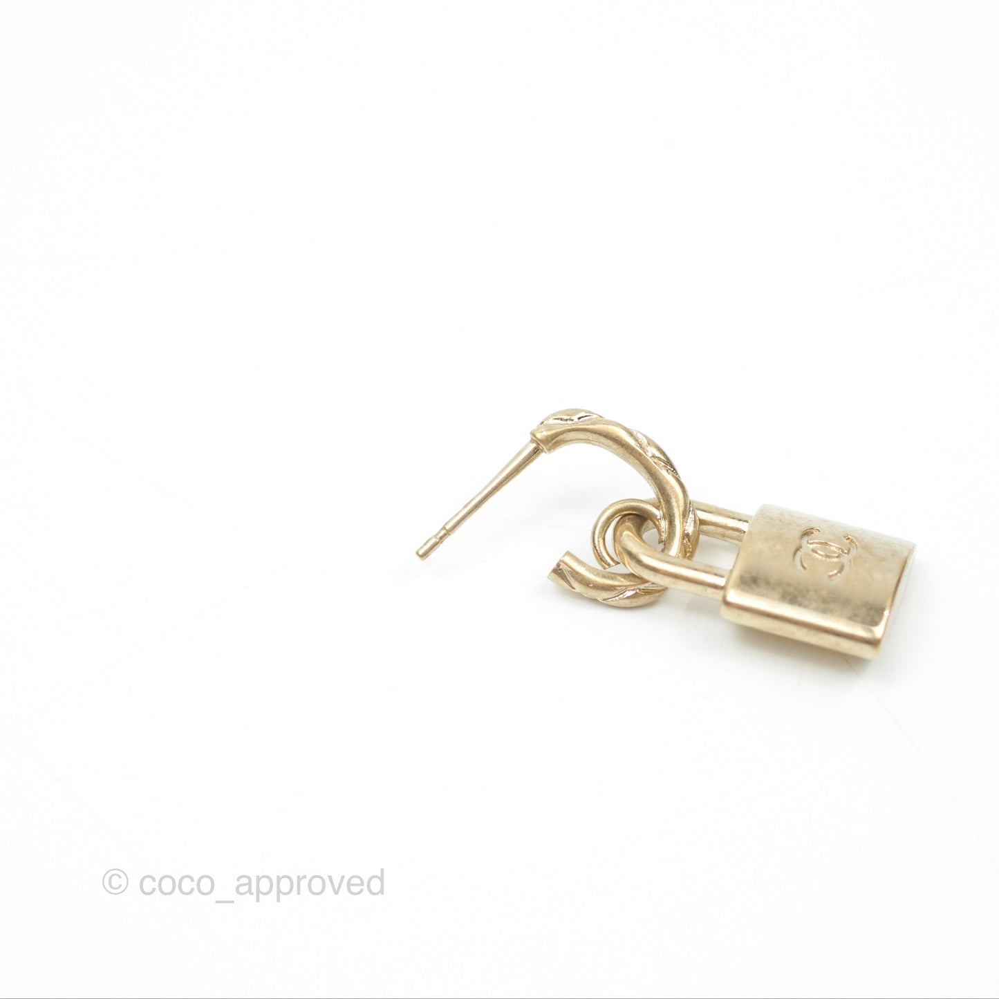 Chanel CC Padlock Drop Earrings Gold Tone 22V