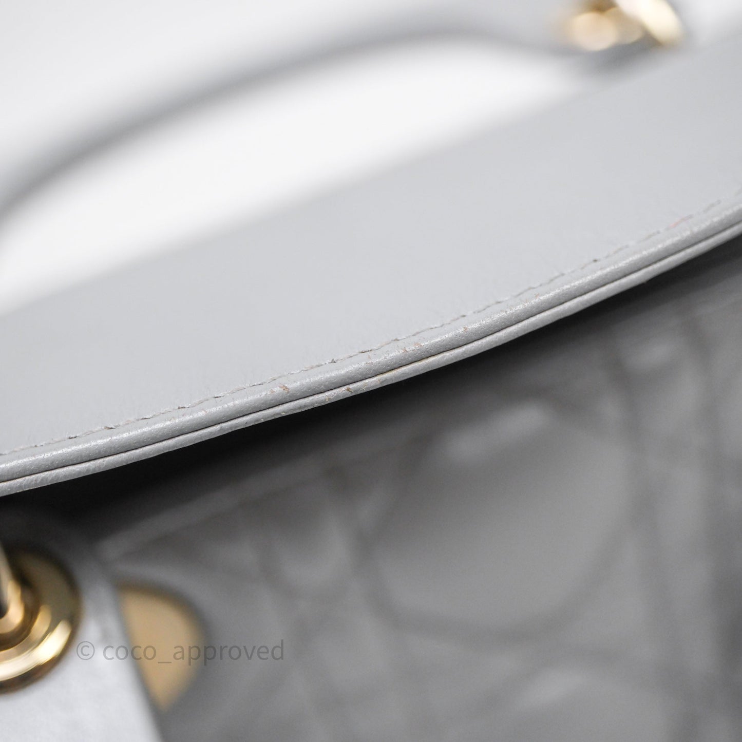Christian Dior Mini Lady Dior Iridescent Grey Lambskin Cannage Gold Hardware