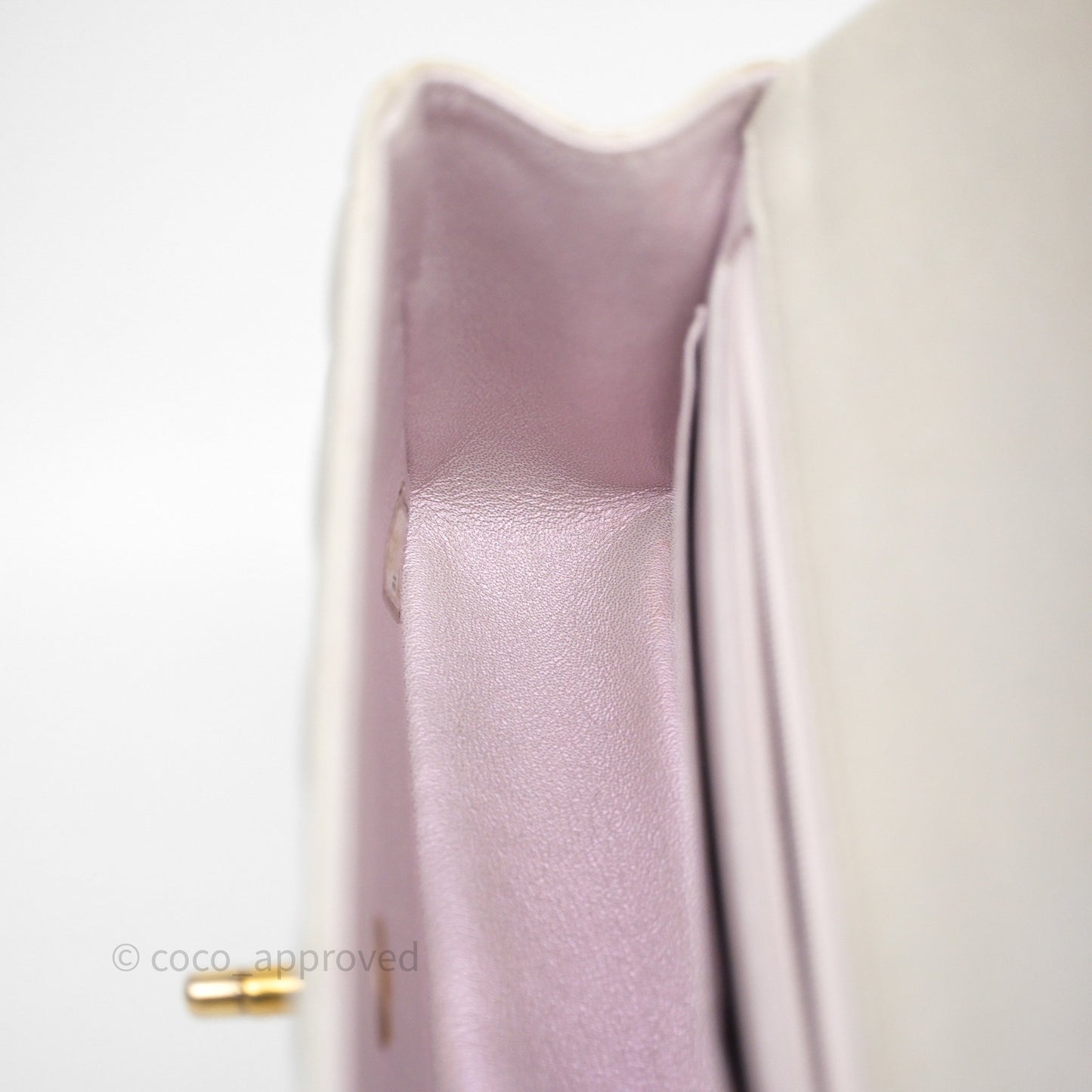 Chanel Top Handle Mini Rectangular Flap Pearly Beige Oat Lambskin Aged Gold Hardware