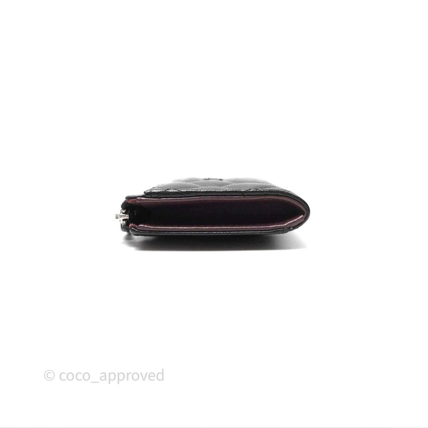 Chanel Quilted Zip Card Holder Black Caviar Silver Hardware