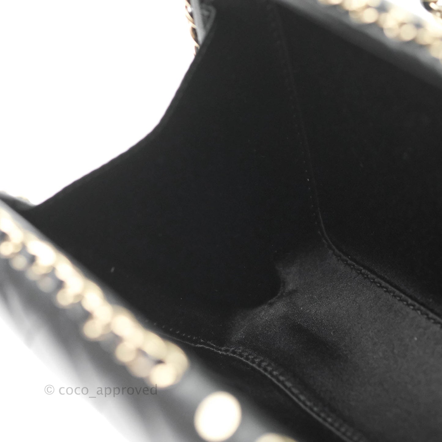 Chanel Quilted Chain Around Clutch Black Lambskin Gold Hardware