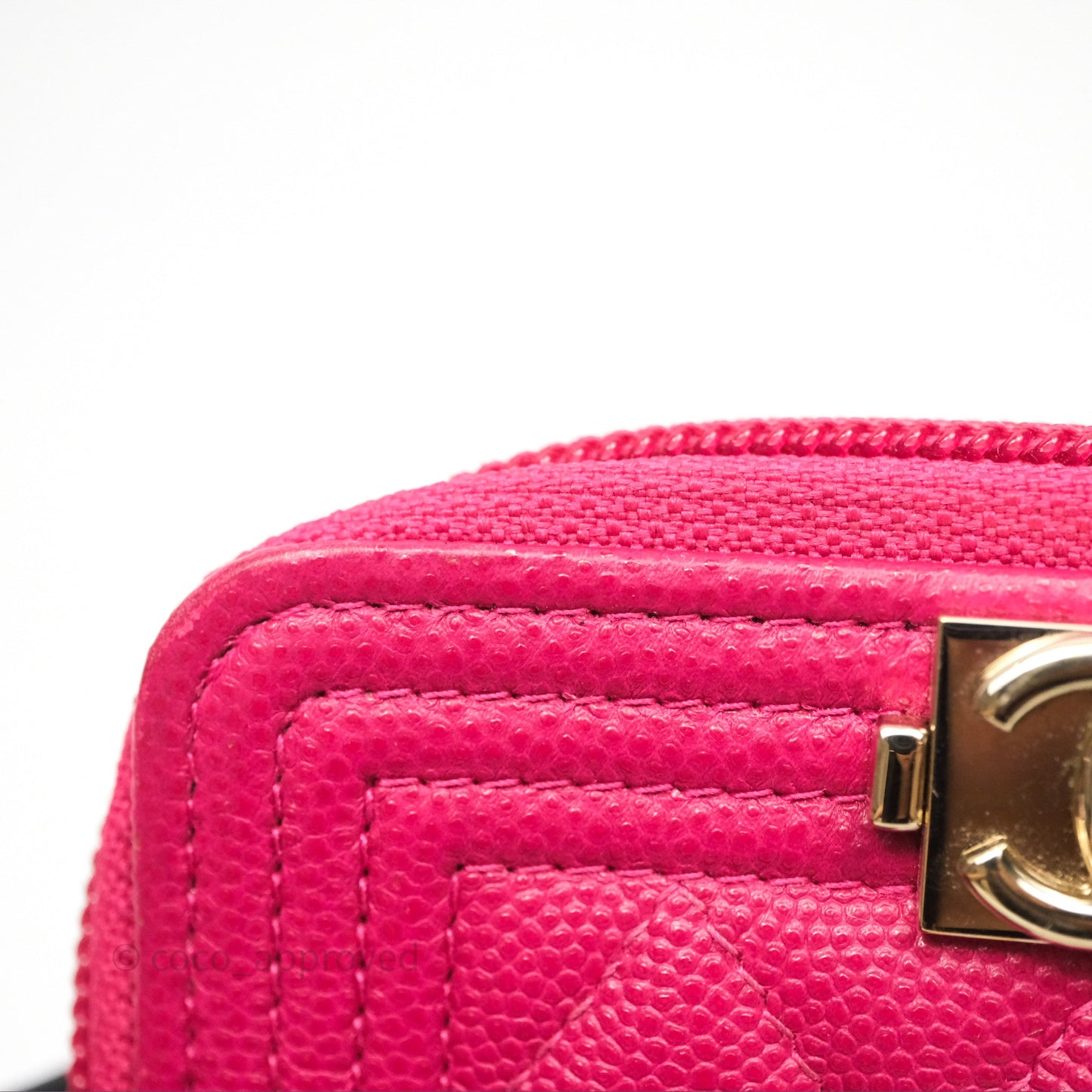 Chanel Boy Zipped Coin Purse Hot Pink Caviar Gold Hardware