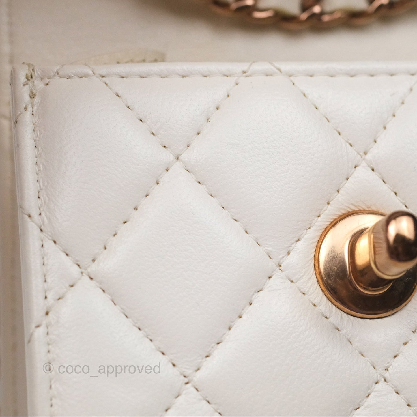 Chanel Mini Quilted Trendy CC Clutch With Chain White Lambskin Rose Gold Hardware