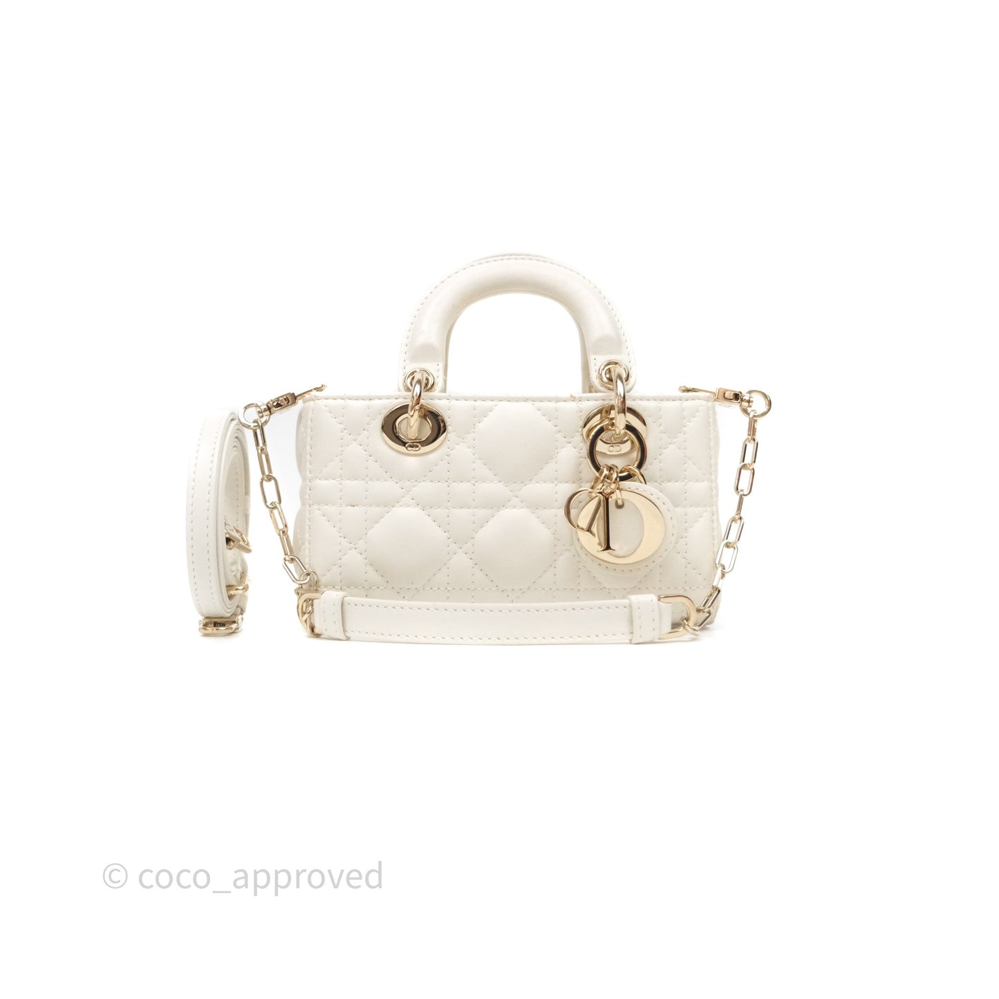 Christian Dior Micro Lady D-Joy Bag Latte Cannage Lambskin Gold Hardware