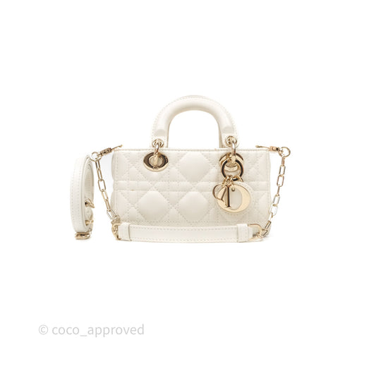 Christian Dior Micro Lady D-Joy Bag Latte Cannage Lambskin Gold Hardware