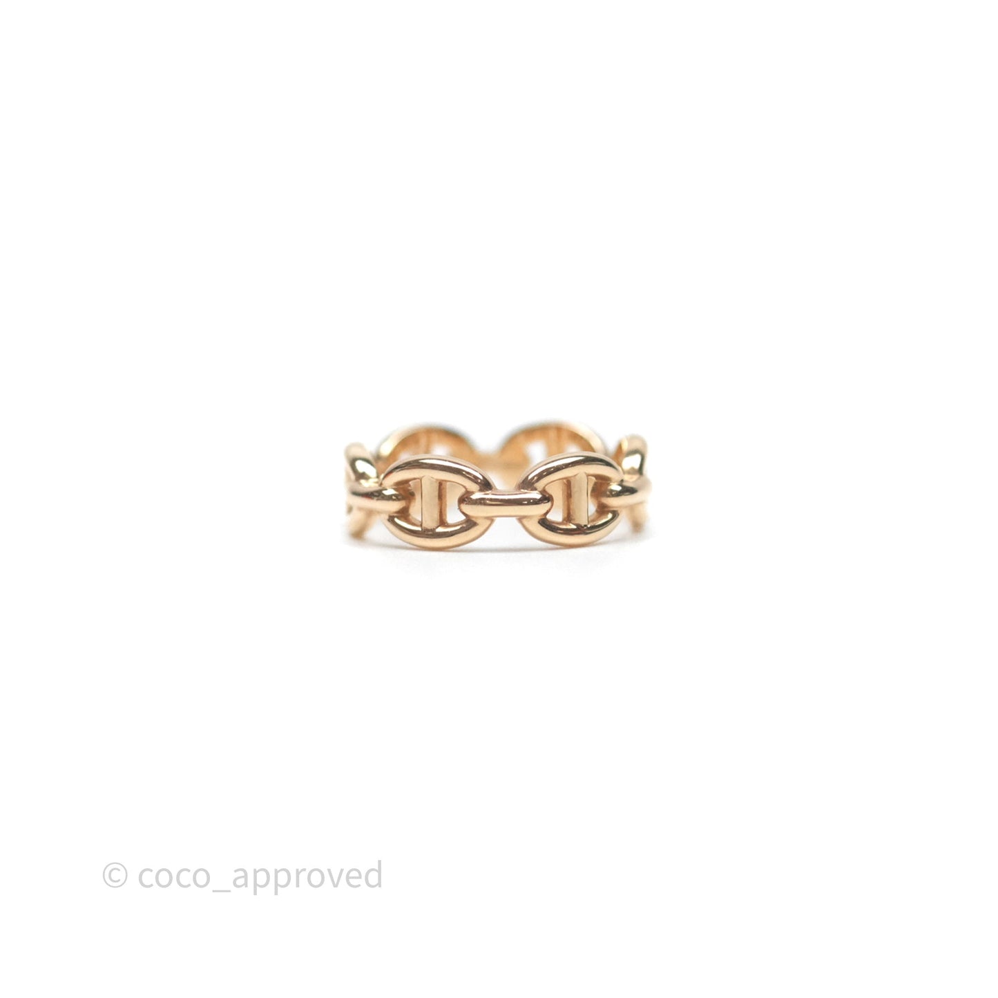 Hermès Chaine d'Ancre Enchainee Band Ring PM Rose Gold Size 50