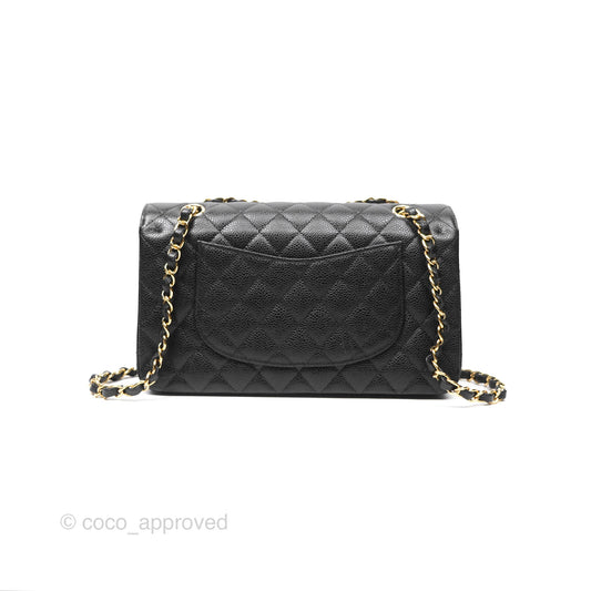 Chanel Classic M/L Medium Flap Quilted Black Caviar Gold Hardware