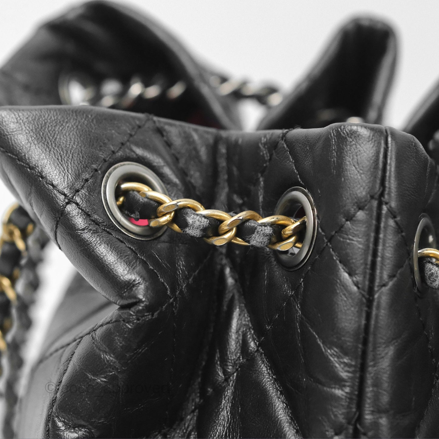 Chanel Small Gabrielle Backpack Quilted Black Aged Calfskin