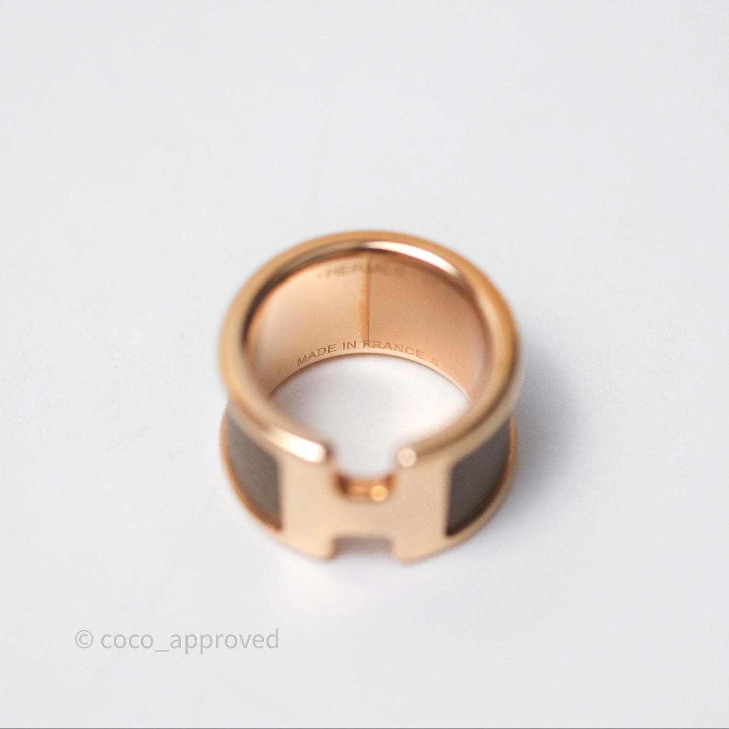 Hermès Olympe Ring Large Model Etoupe 18 Epsom Rose Gold Hardware