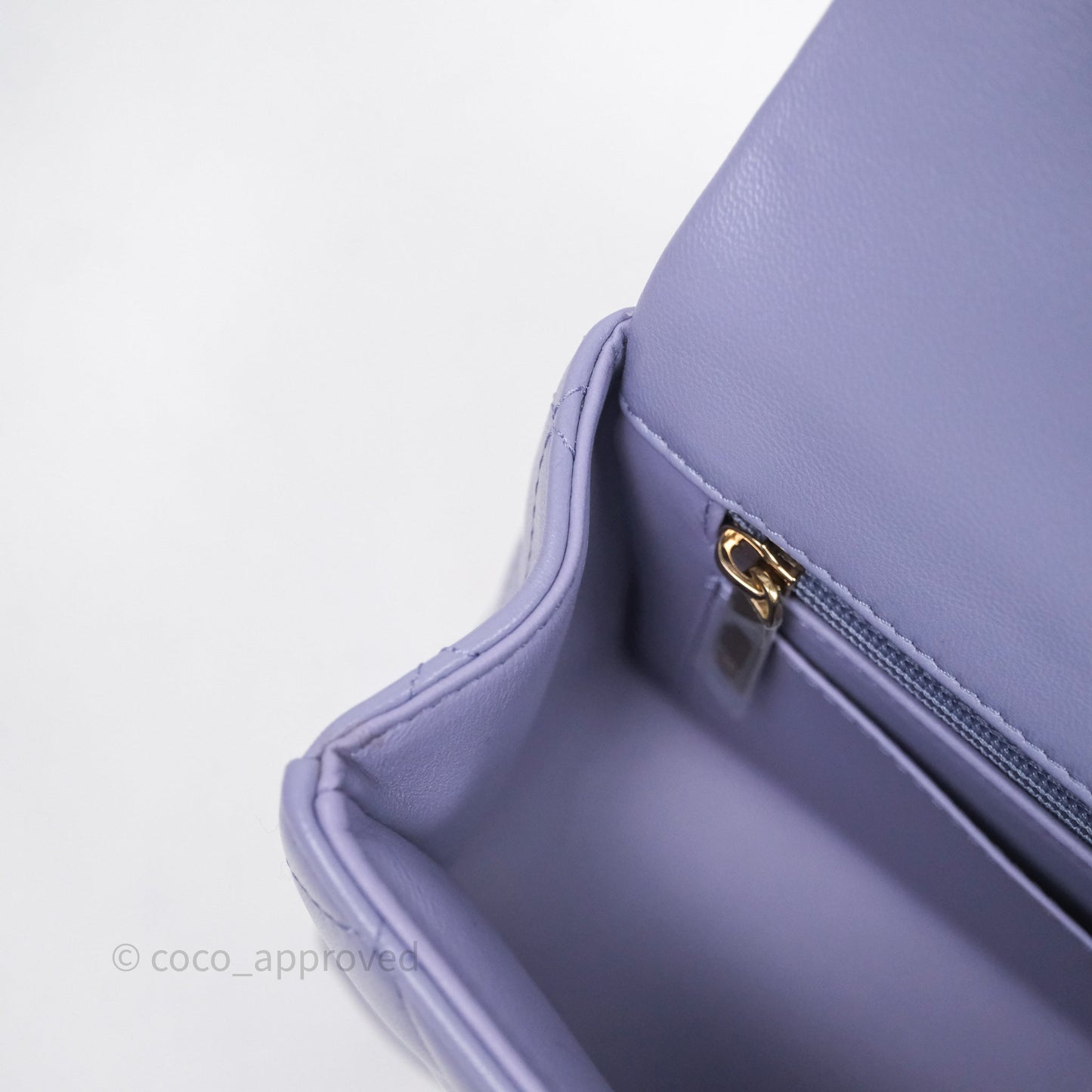 Chanel Top Handle Mini Rectangular Flap Purple Lambskin Gold Hardware