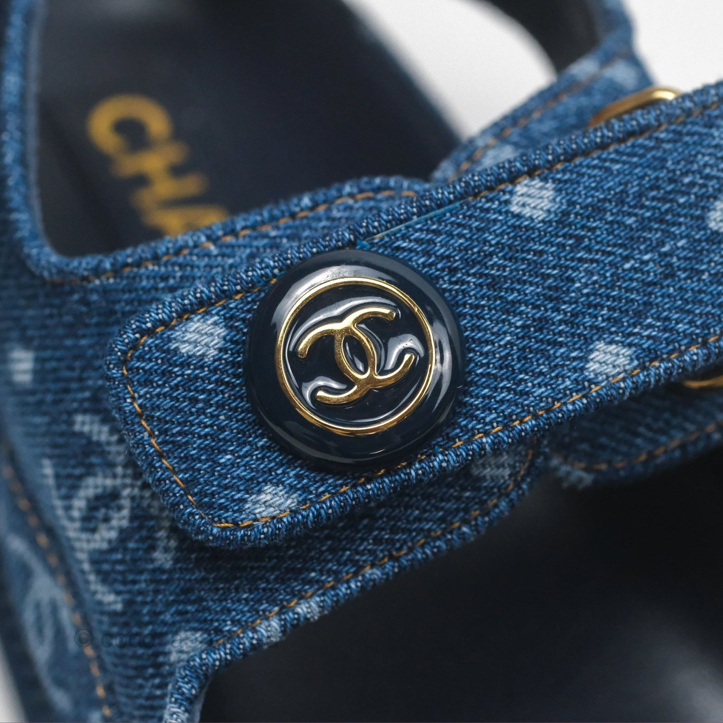 Chanel CC Dots Dad Sandals Denim Blue 23P Size 36.5