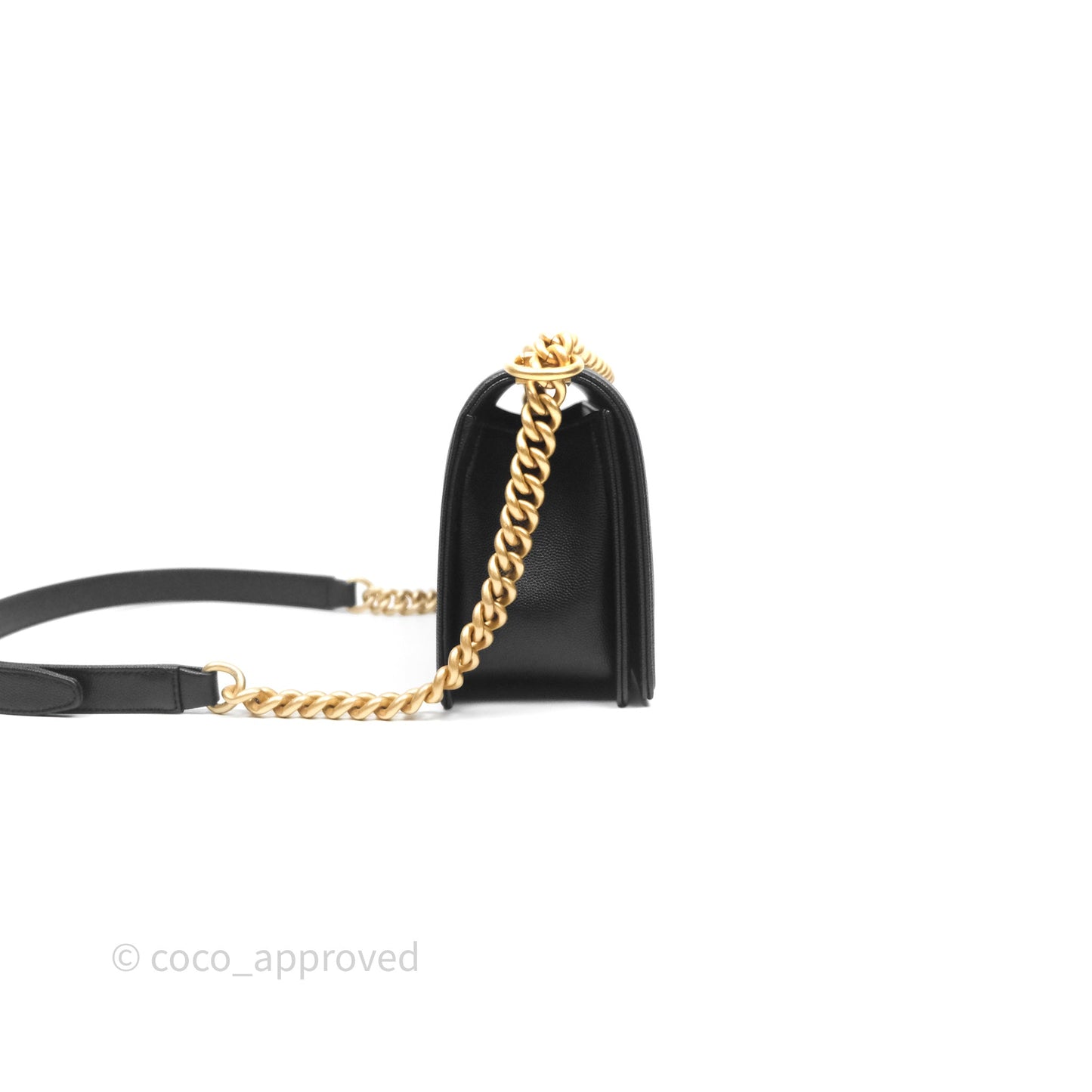 Chanel Quilted Medium Boy Black Caviar Aged Gold Hardware