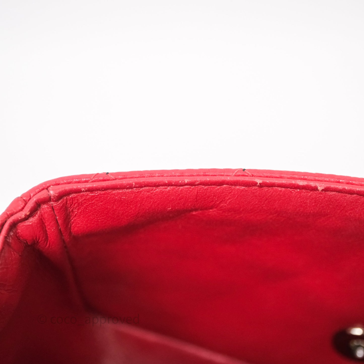 Chanel Quilted Mini Rectangular Flap Red Caviar Silver Hardware