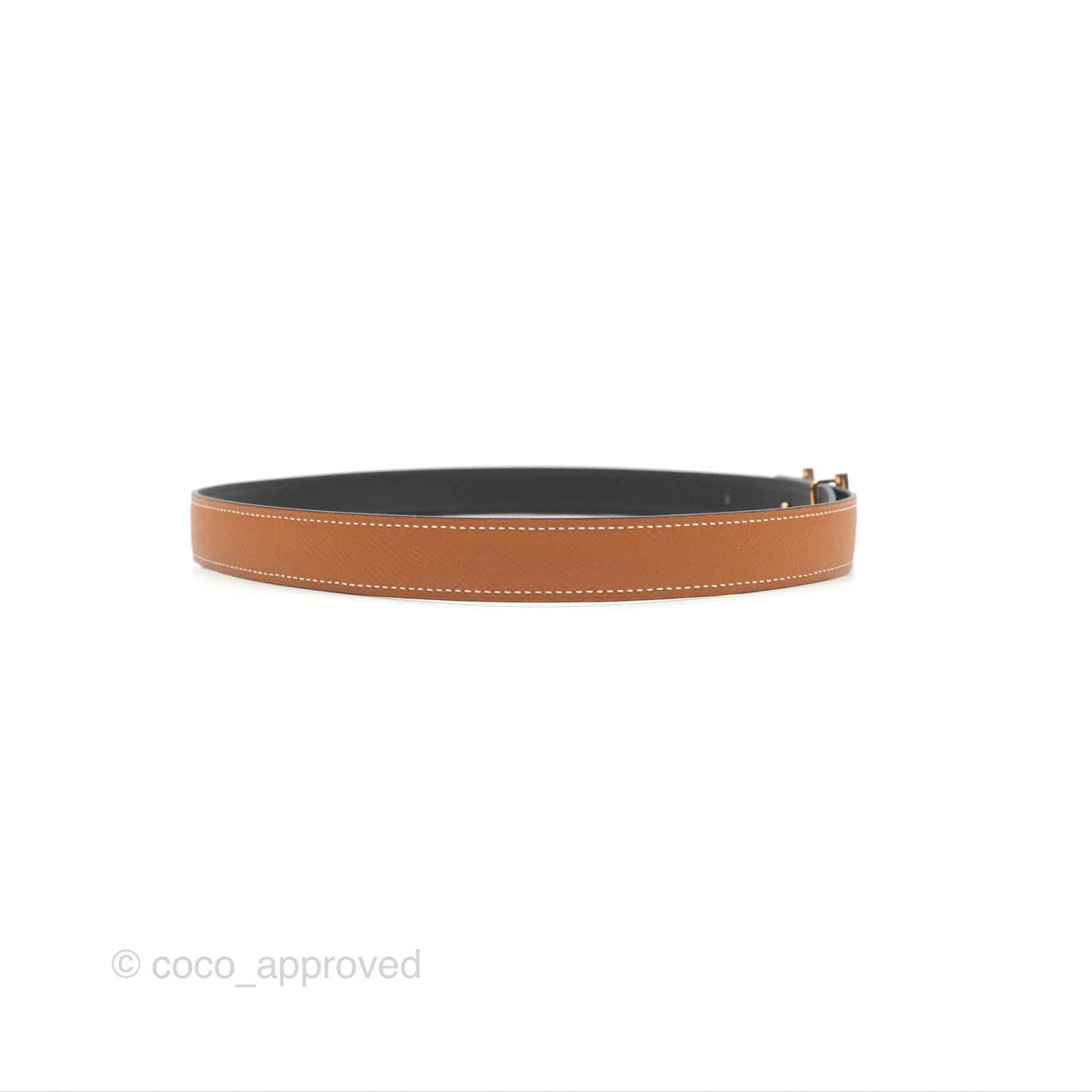 Hermès Lagune Belt Buckle & Reversible Leather Strap Gold / Noir Rose Gold Hardware 24mm