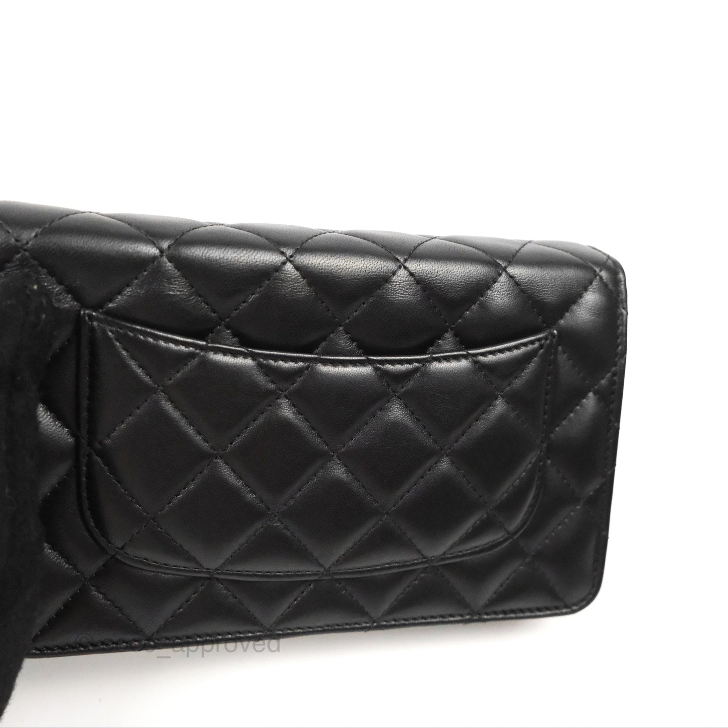 Chanel Classic Quilted Wallet On Chain WOC Black Lambskin Silver Hardware