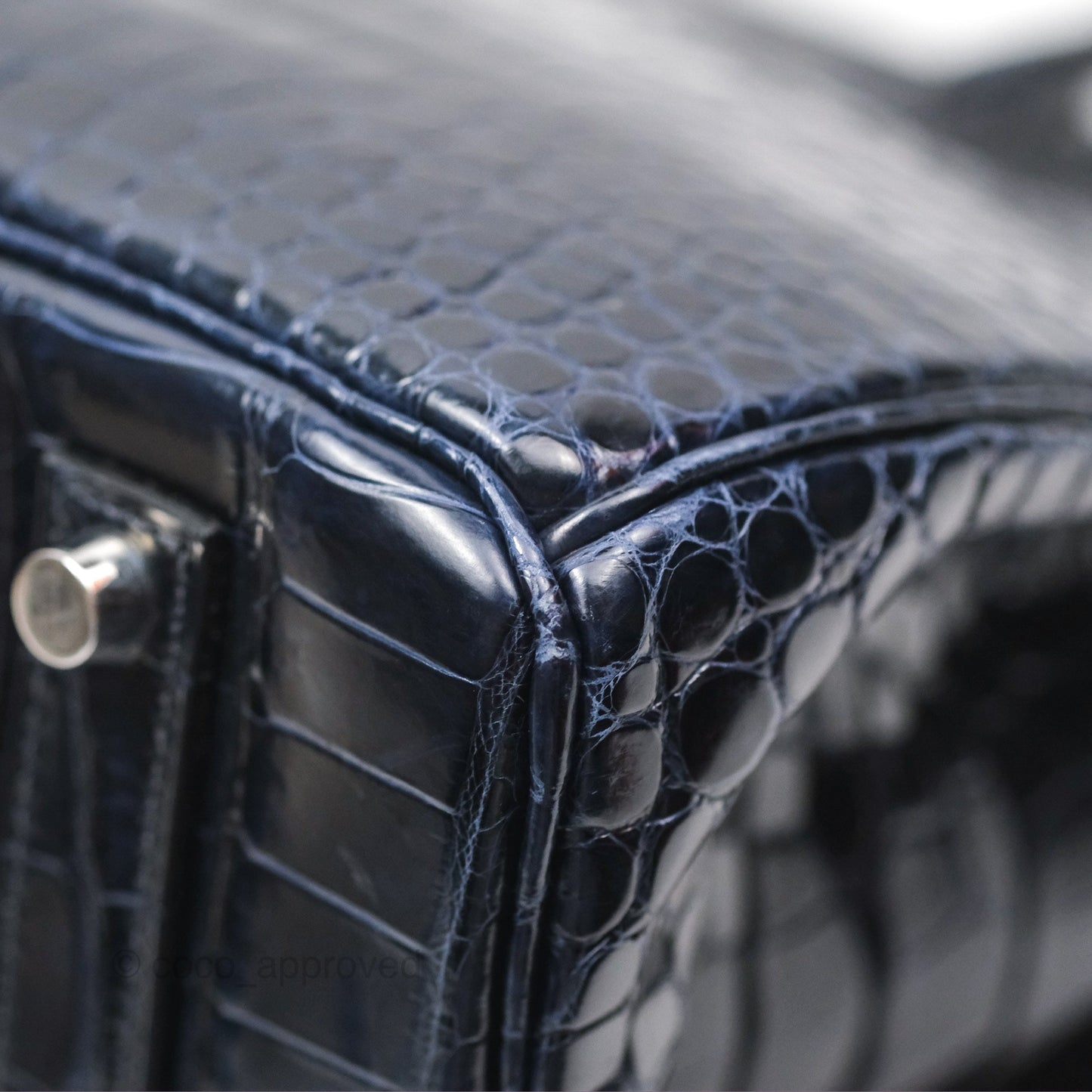 Hermès Birkin 35 Porosus Marine 78 Palladium Hardware