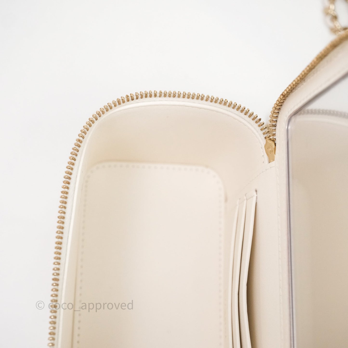 Chanel Classic Vanity Rectangular with Chain White Caviar Gold Hardware