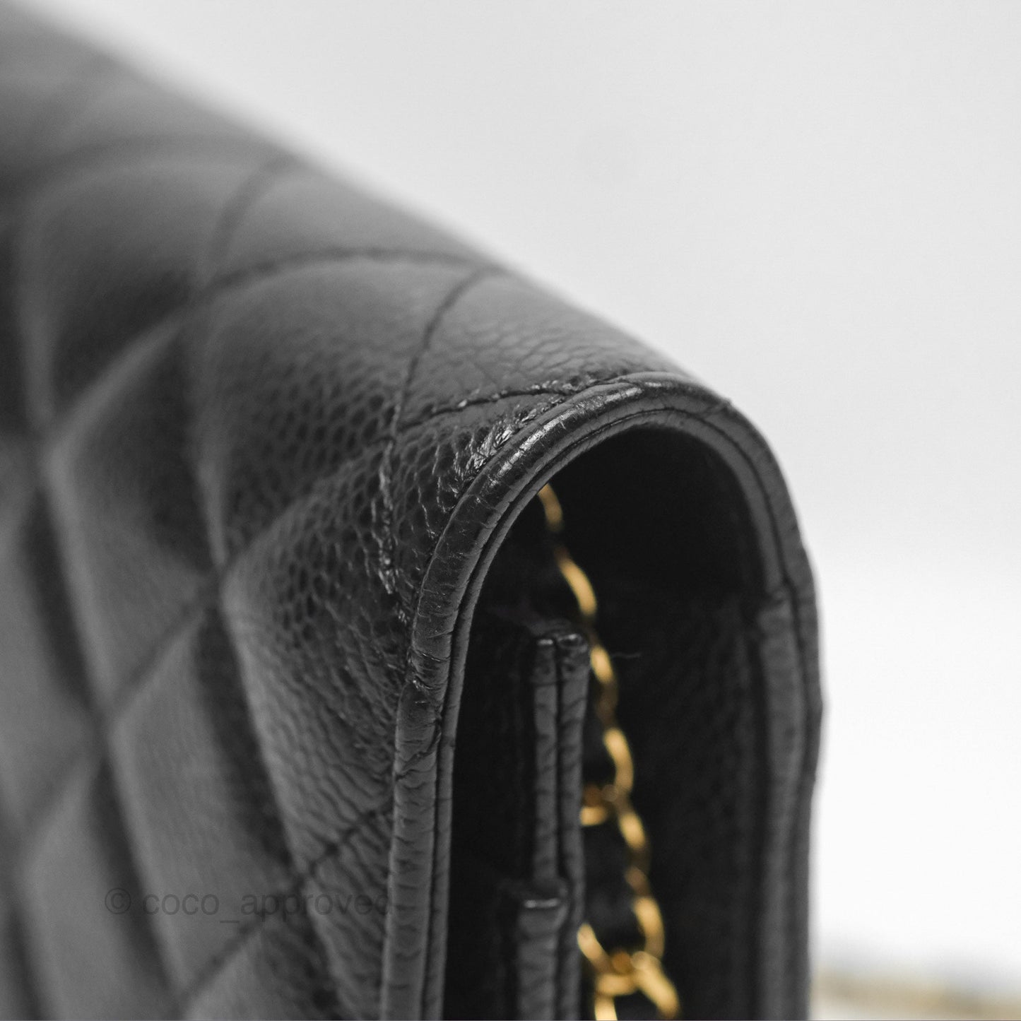 Chanel Classic Quilted Wallet On Chain WOC Black Caviar Gold Hardware