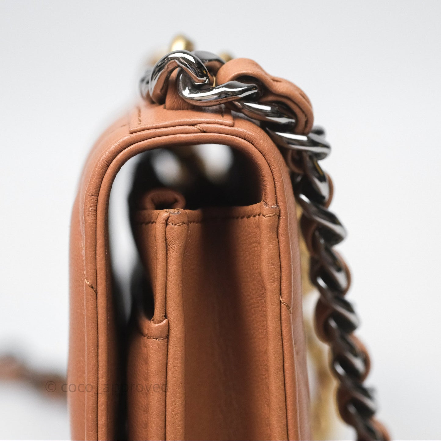 Chanel 19 Wallet on Chain WOC Dark Beige Caramel Lambskin Mixed Hardware