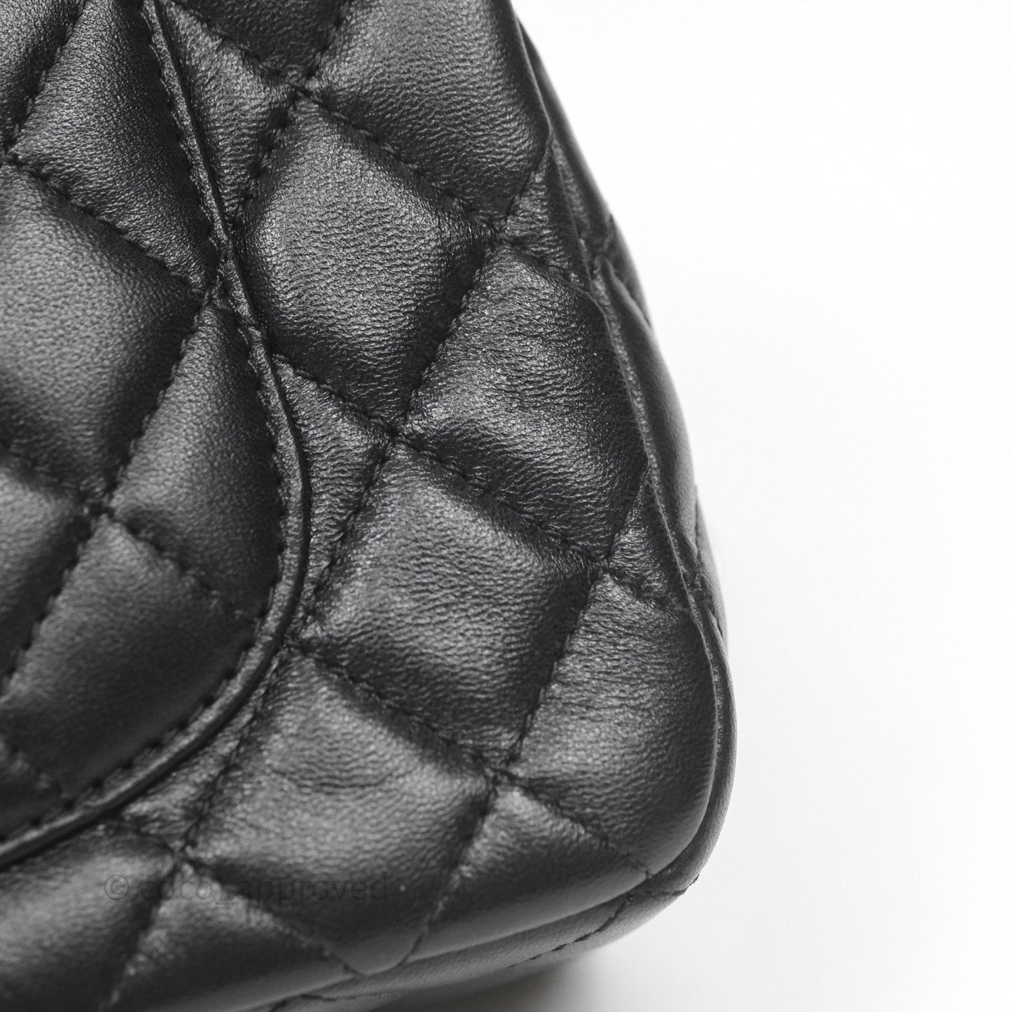 Chanel Logo Top Handle Small Flap Bag Black Lambskin Gold Hardware 24C